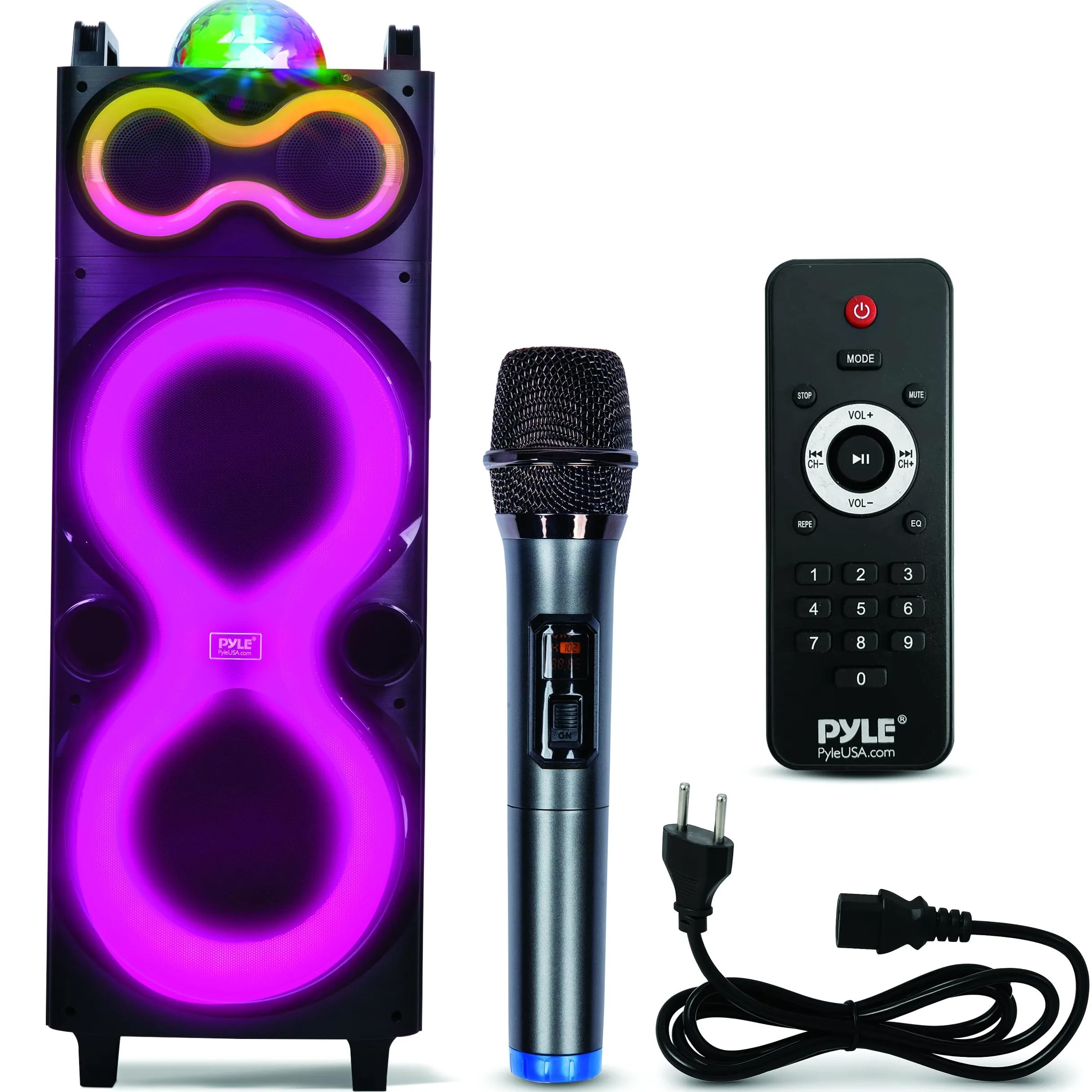 Pyle Cassa Bluetooth Potente 240 Watt, Speaker con Microfono Wireless, Altoparlante Bluetooth Portatile 25 cm, Karaoke, Batteria Ricaricabile, USB/SD/AUX/FM, LED, Esterno/Interno