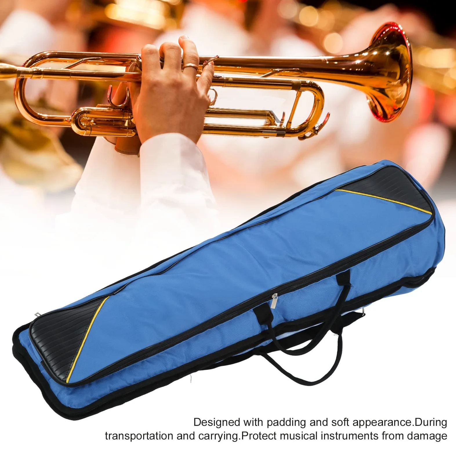 Borse per tromboni, custodia morbida per trombone portatile durevole 87 cm di lunghezza per trombone tenore(blu)