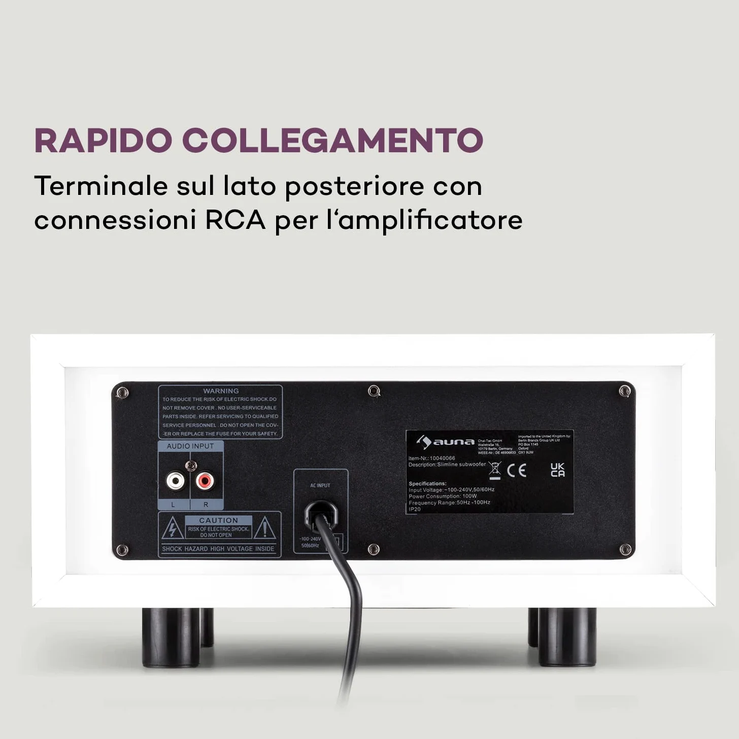 AUNA 2 Subwoofer Passivo, Casse Acustiche Passive 80W RMS con Output Max di 100W, Grandi Bassi, Design Compatto per Sistema Stereo e Home Theater, Amplificatore Subwoofer TV AUX per MP3 e CD