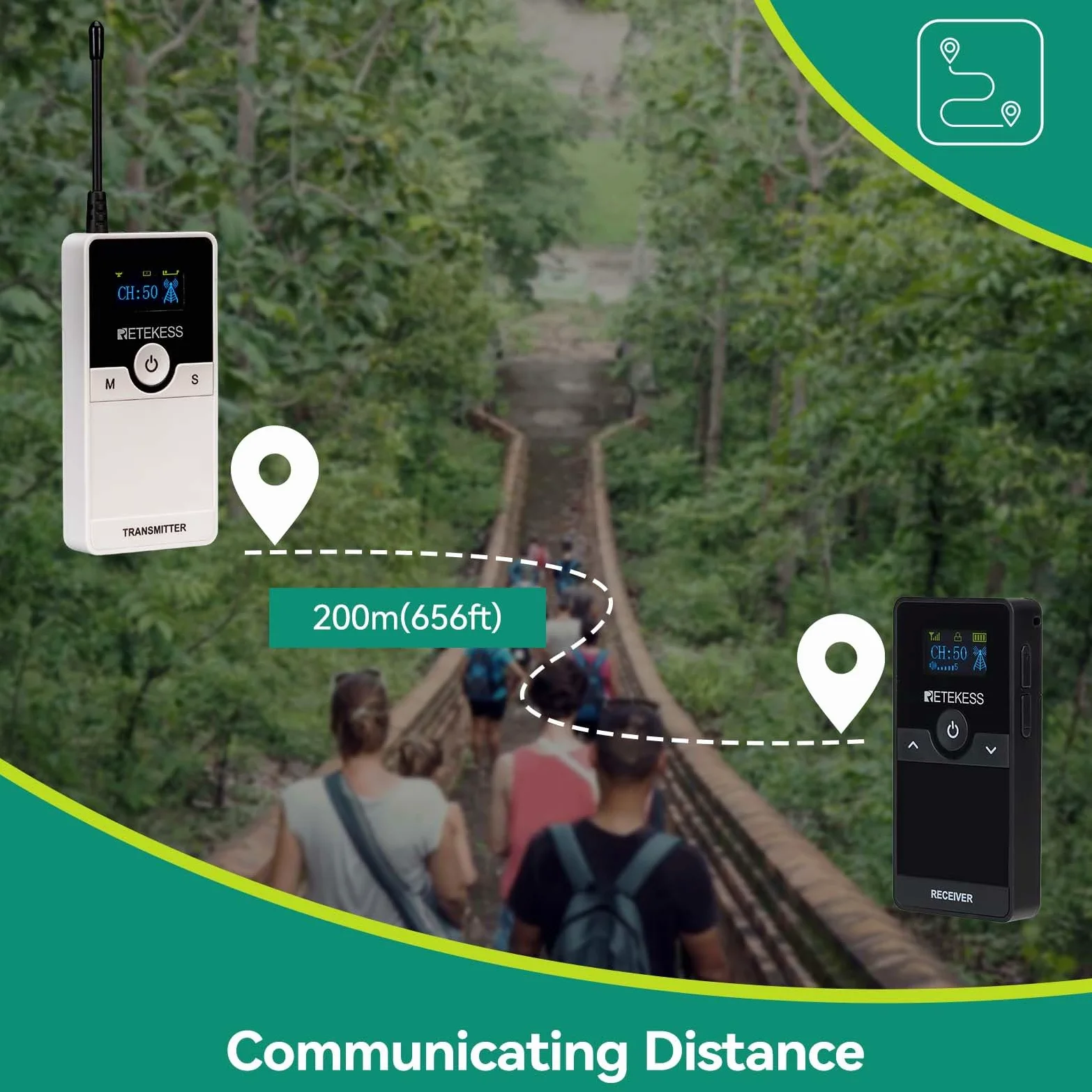 Retekess TT116 Wireless Tour Guide System, Sistema di Guida Turistica, Riduzione del Rumore, 200 m, Microfono per Guida Turistica, Set di Guida Turistica per Turismo, Fabbrica, Università