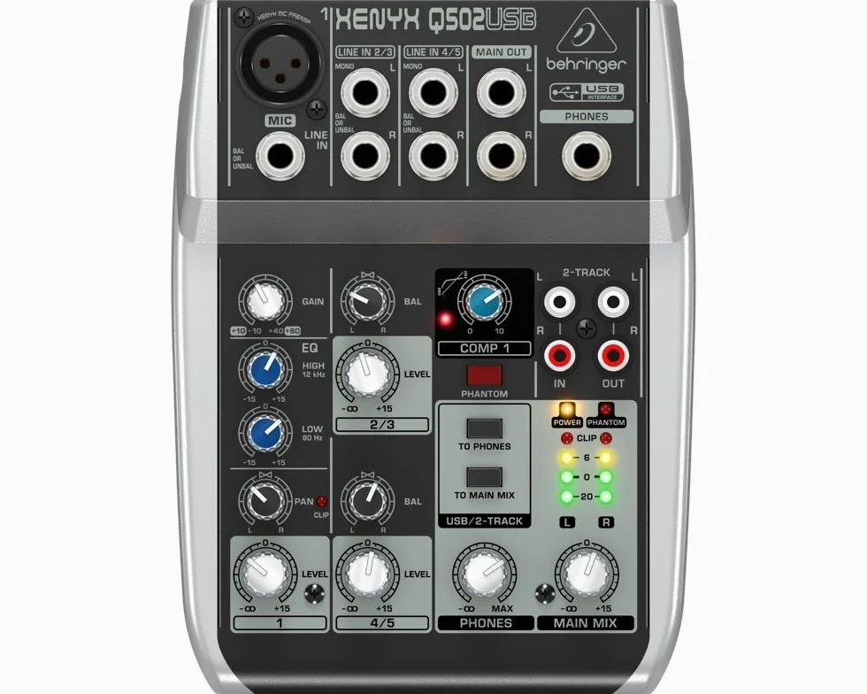 Behringer Q502 USB mixer passivo interfaccia audio per karaoke, live, home recording, studio project