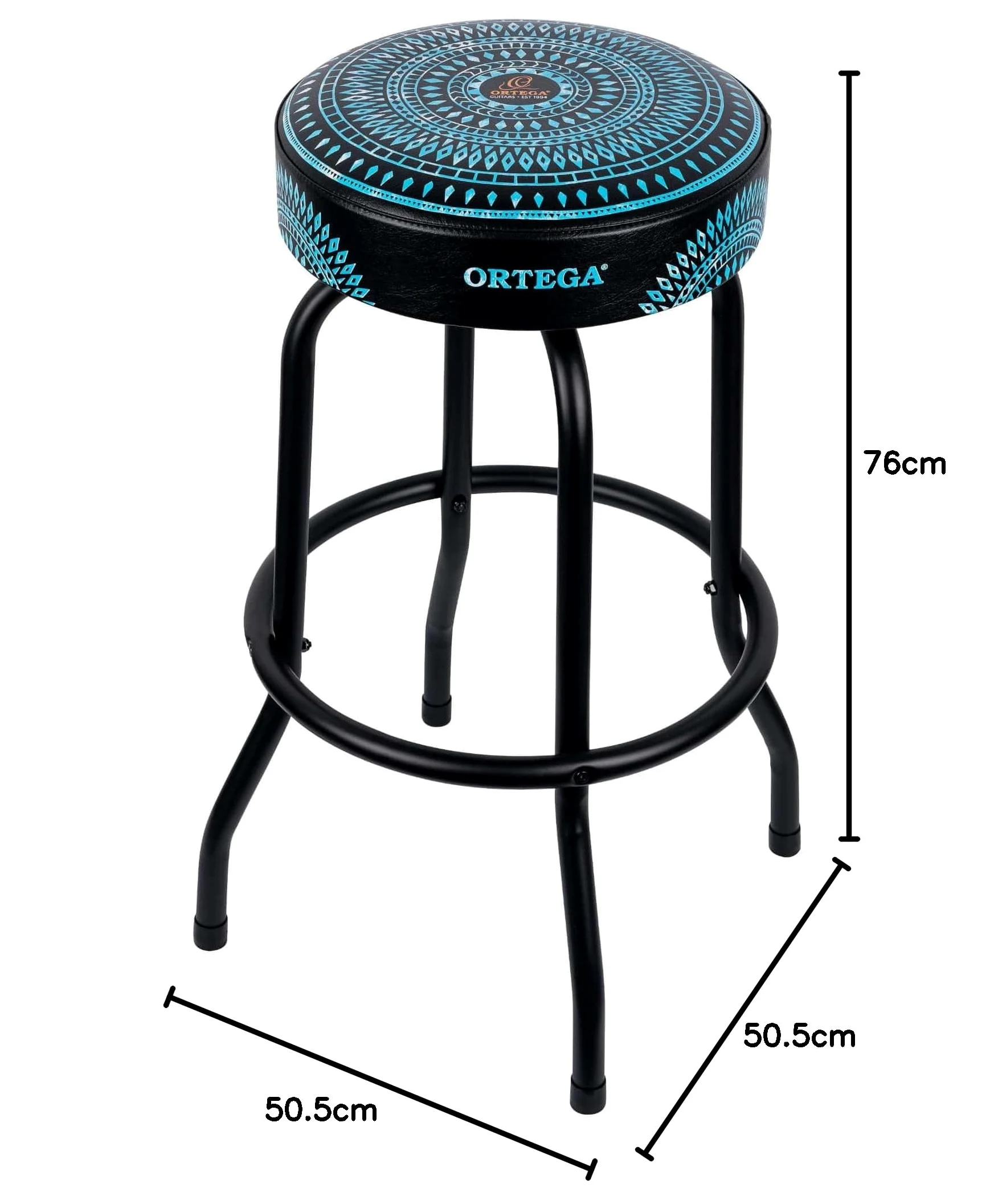 Ortega Guitars Padded Stage Stool – Per Palco, Bar, Studio, Showroom – Altezza 76 cm – Blue Kaleidoscope (OBS30-BLKC)