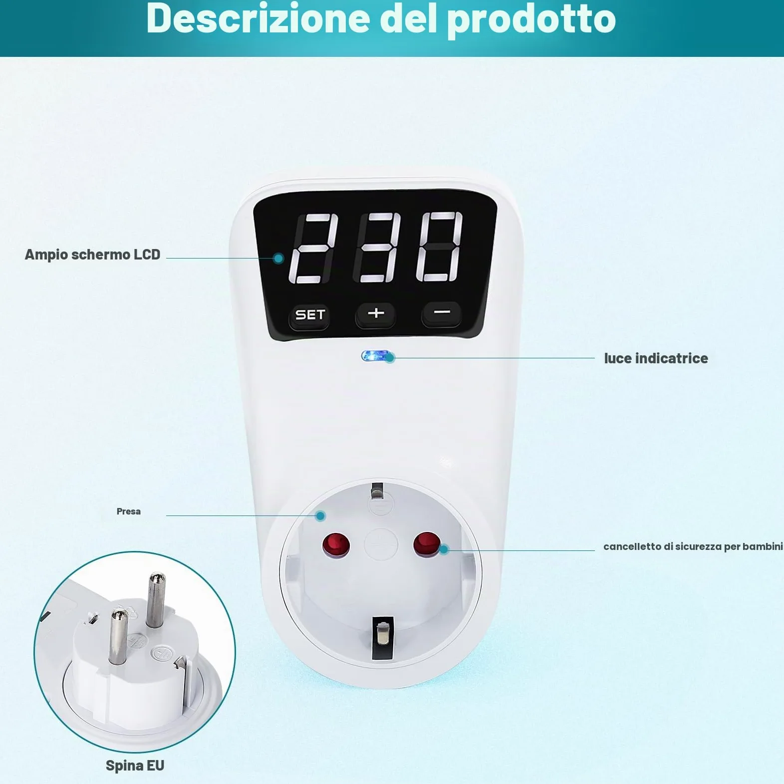 Spina di protezione da tensione, stabilizzatore di tensione dispositivo di protezione da tensione, presa automatica di protezione da tensione AC230V protezione da sovratensione e sottotensione