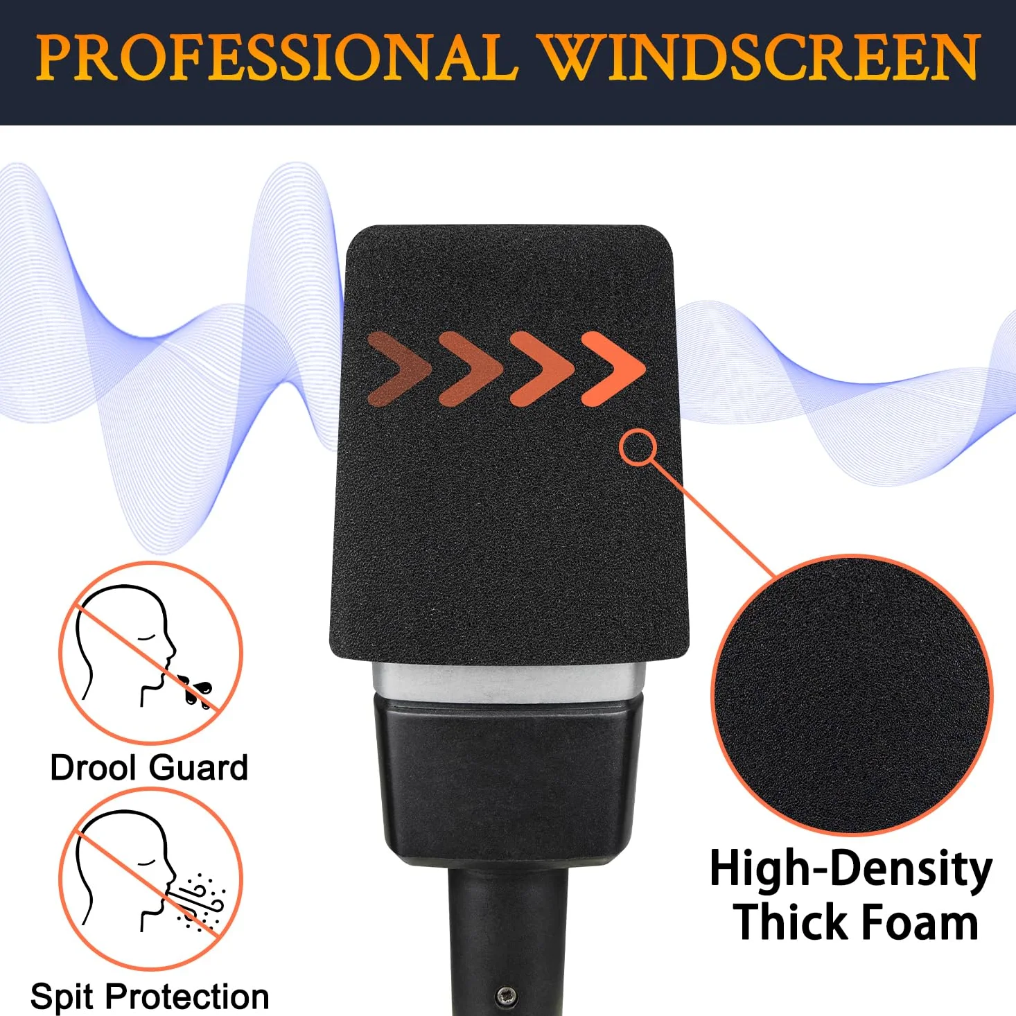 SOULWIT 2 pezzi Schiuma Microfono Pop Filter per AKG C214 Large-Diaphragm Condenser (C214d1), Protezione Copertura in Spugna Mic Parabrezza - Nero