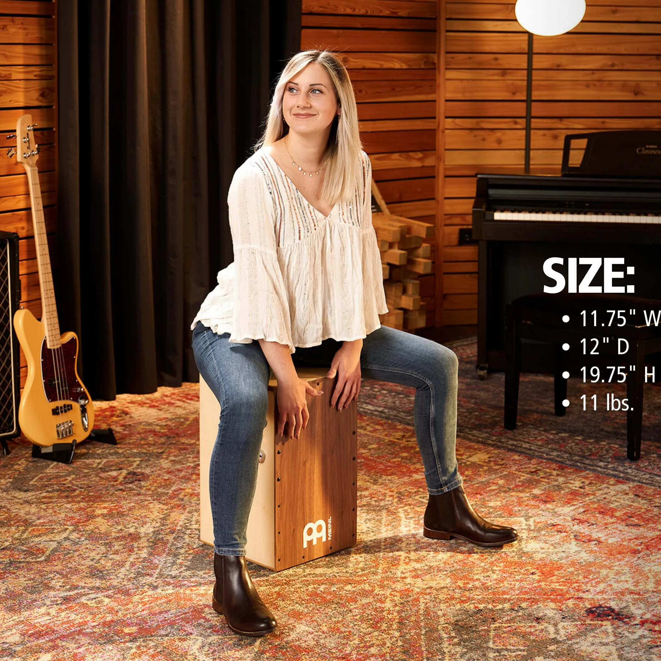 Meinl Percussion Snarecraft Professional Cajon - Con Switch Snare (On / Off) - Superficie di Suono Noce (SCP100WN)
