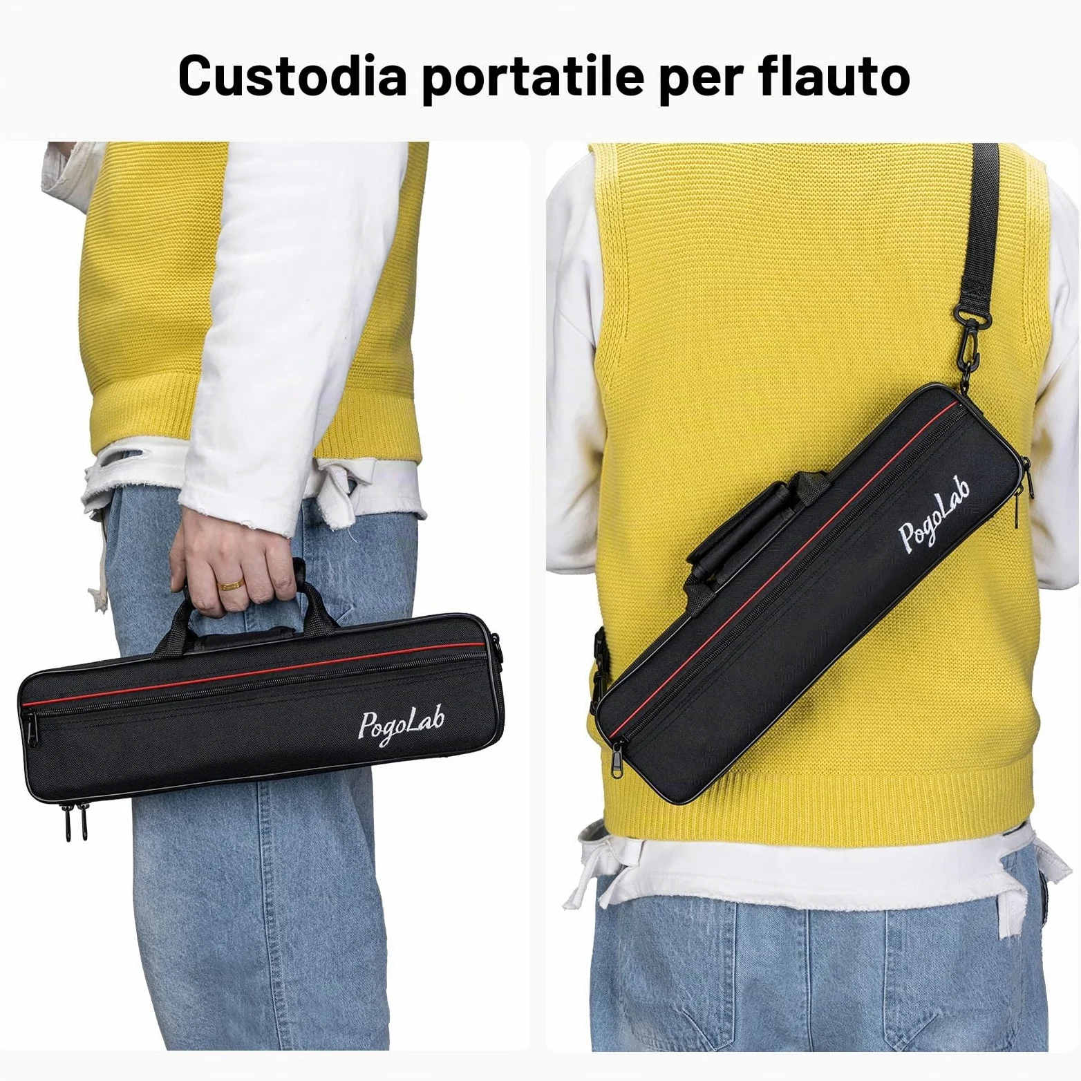 POGOLAB Flauti, Foro Chiuso C 16 Tasti, Flauto per Studenti Principianti Avanzati, con Kit di Pulizia per Flauto, Borsa per il Trasporto, Supporto, Cinghia, Asta Sonda, Guanti, Grasso, Placcato Nickel