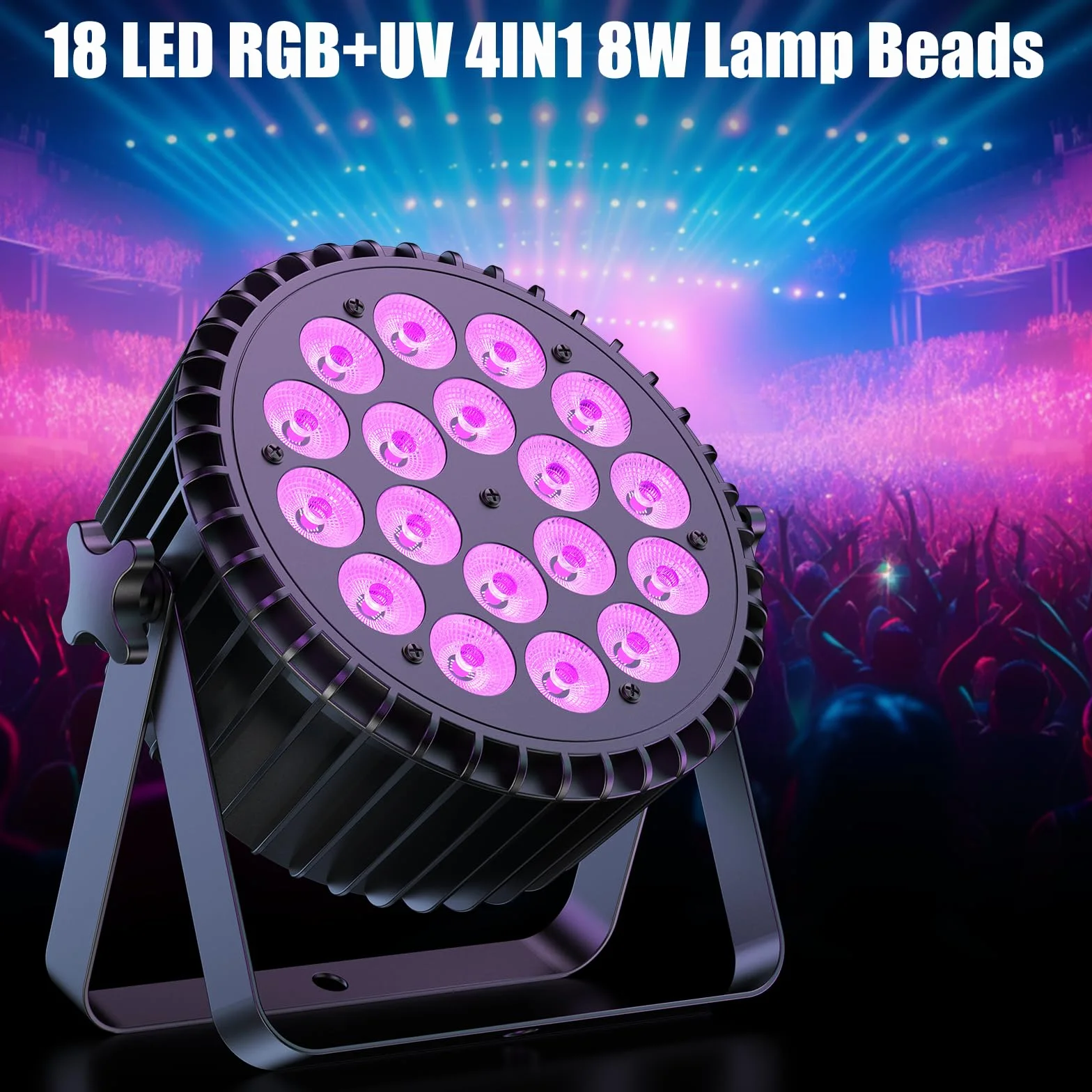2 pezzi 200W UV+RGB 18 LED per proiettore, luce di scena luce da festa DMX512 illuminazione da discoteca per DJ Party Show Bar Halloween Natale
