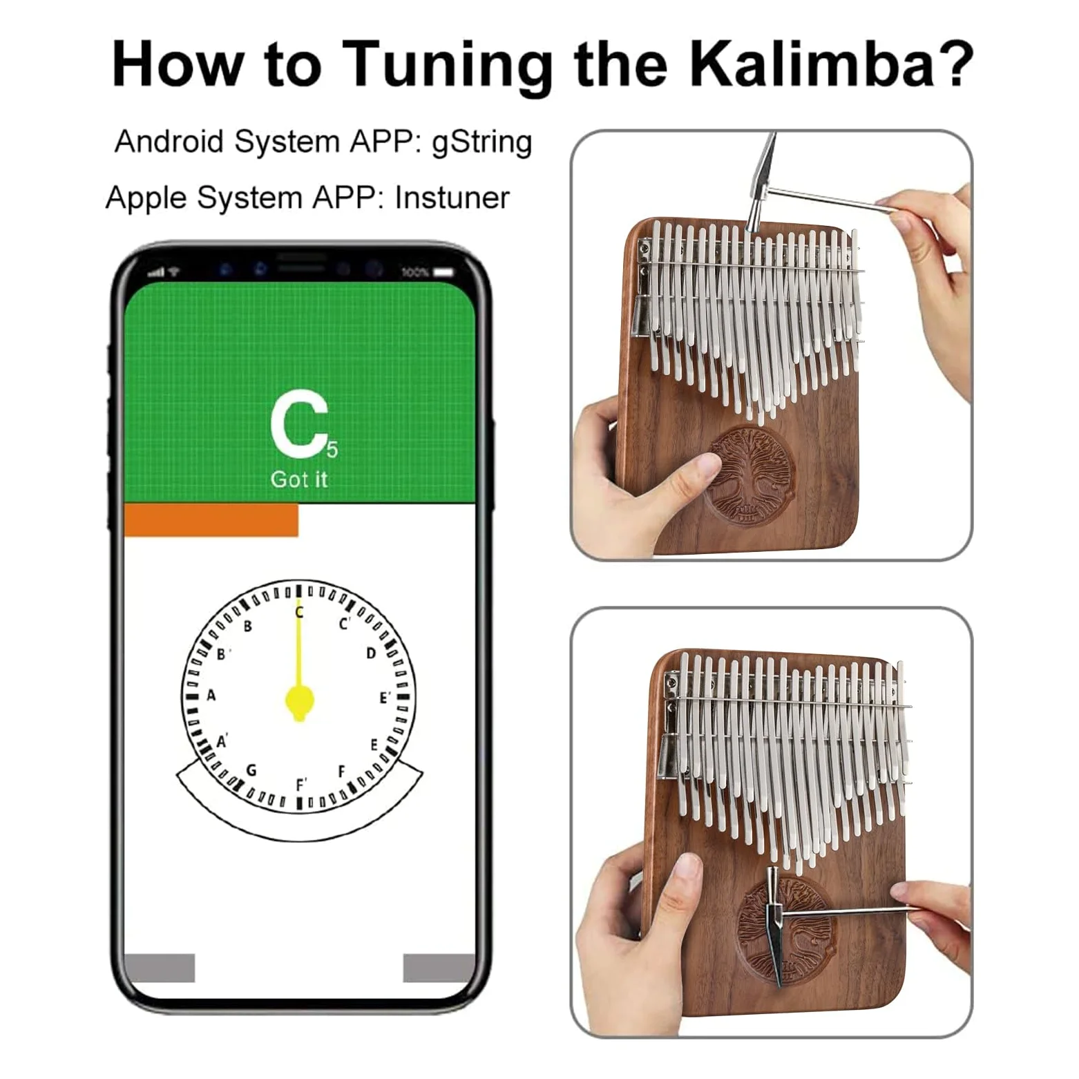 Hluru Kalimba - Pianoforte da pollice a 38 tasti, strumenti musicali accordati a C, a doppio strato, con libro di canzoni Kalimba, tuning e altro ancora, per bambini, adulti, principianti e