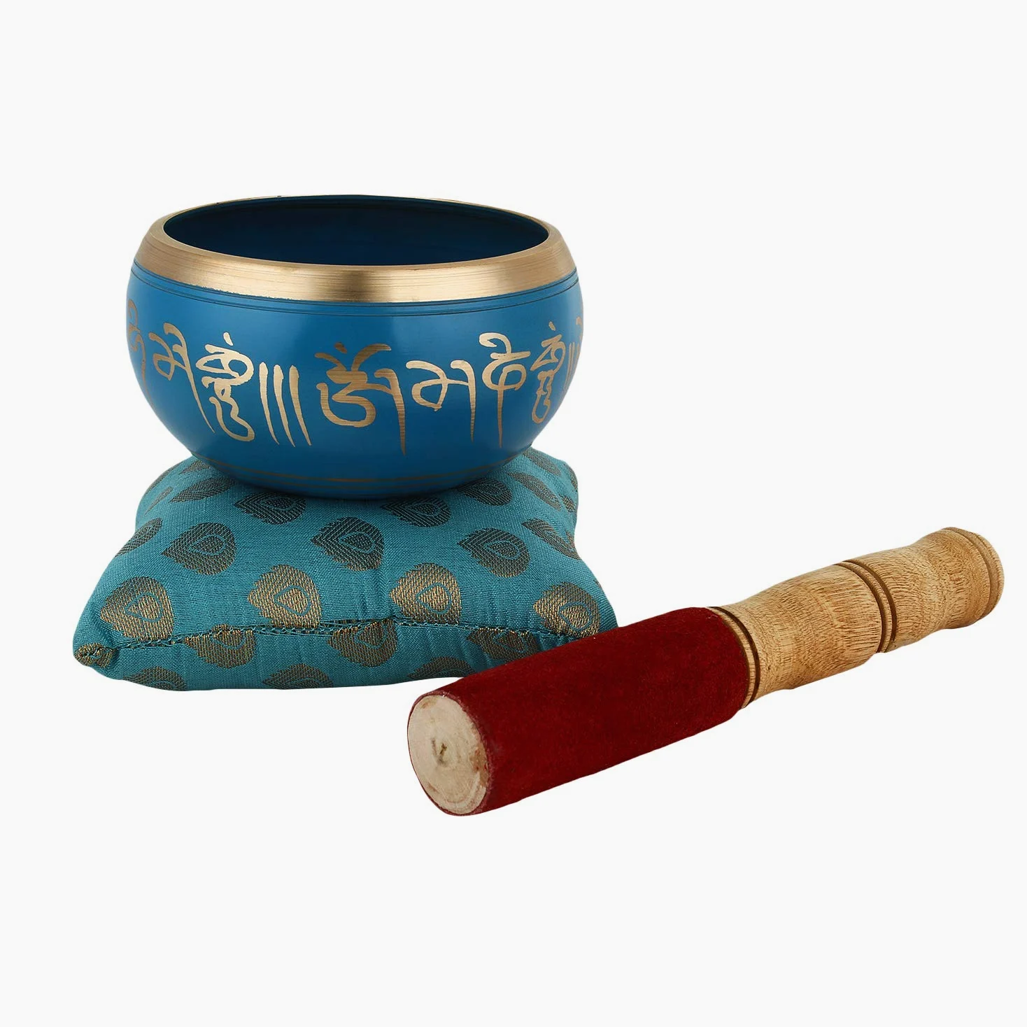 Zap Impex Brass Ciotola da canto Om Mani Campana da meditazione tibetana, 4 pollici, blu