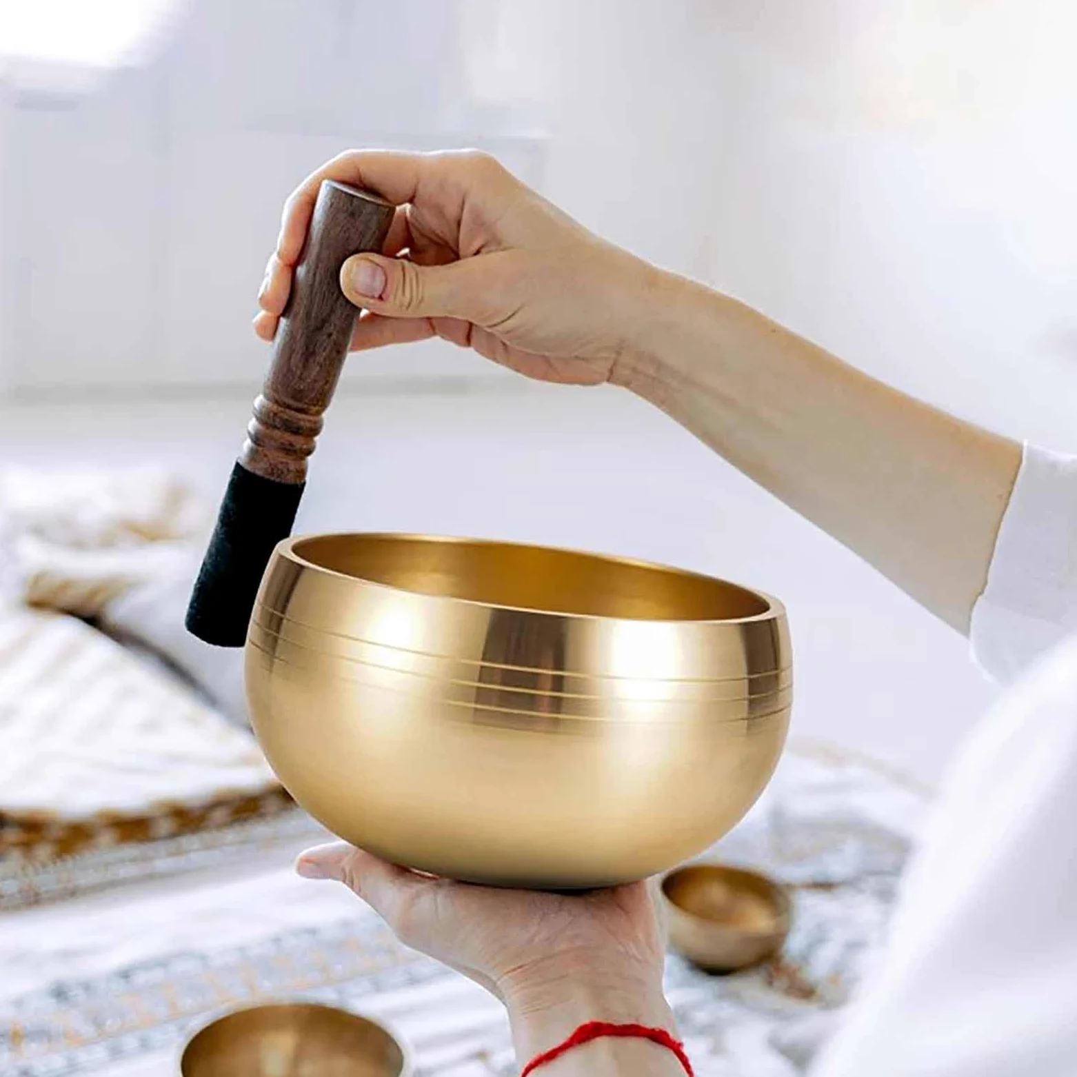 campana tibetana tibetana con campana tibetana per meditazione fatta a mano, decorazione spirituale, per meditazione e yoga, terapia dei chakra, terapia sonora