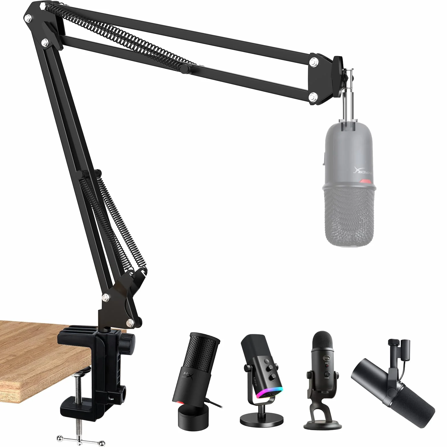 SUNMON Braccio Microfono per HyperX SoloCast 2 - Supporto Microfono Universale da Scrivania per SoloCast QuadCast S / 2S Rode Podmic Blue Yeti Fifine e la maggior parte dei Microfoni (Nero)