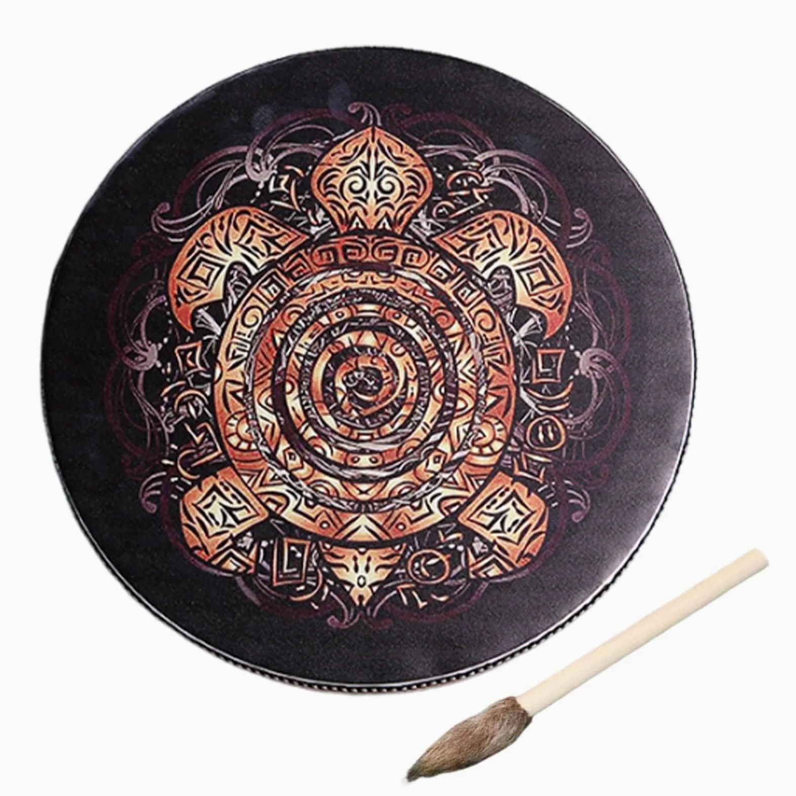 Tamburo a mano in legno, strumento musicale, tamburo a mano leggero, strumento musicale multiuso, strumento sciamanico mistico artigianale per meditazione, guarigione, amanti della musica