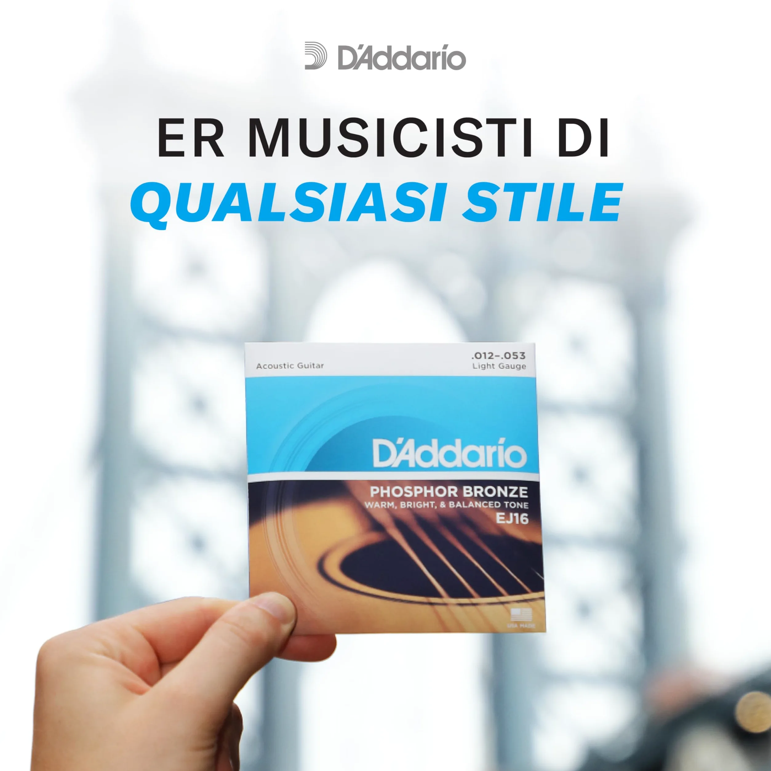 D'Addario Corde Chitarra Acustica | Corde per Chitarra Acustica | Corde Acustica | EFT16 Set Corde Acustica Flat Tops Phosphor, Bronzo, 12-53
