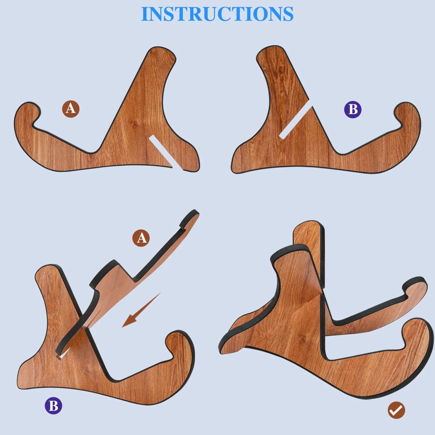 Supporto per Chitarra in Legno, Porta Chitarra da Terra, Poggia Stand Chitarra Universale per Chitarra Acustica/ Classica/ Elettrica e Basso