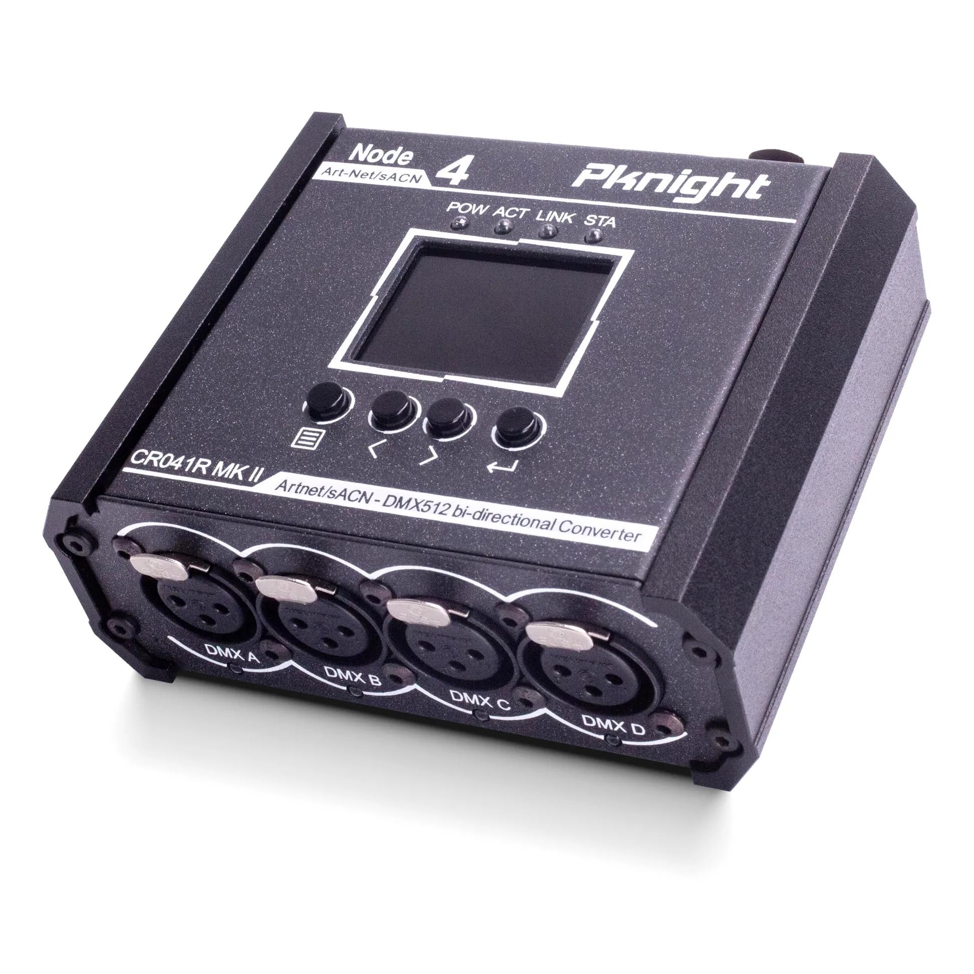 Pknight Convertitore Art-Net/sACN DMX512 a 4 porte bidirezionale, un nodo compatto con PowerCON, PoE e USB-C per l’illuminazione scenica – CR041R MK II