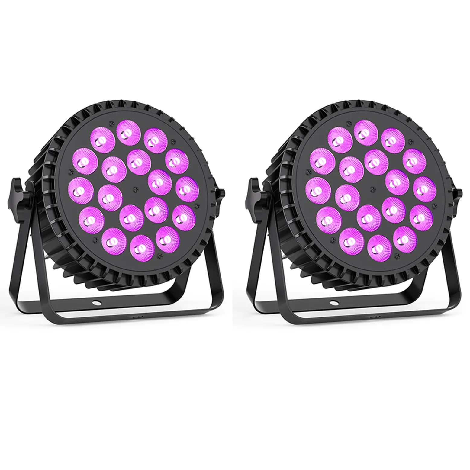 2 pezzi 200W UV+RGB 18 LED per proiettore, luce di scena luce da festa DMX512 illuminazione da discoteca per DJ Party Show Bar Halloween Natale