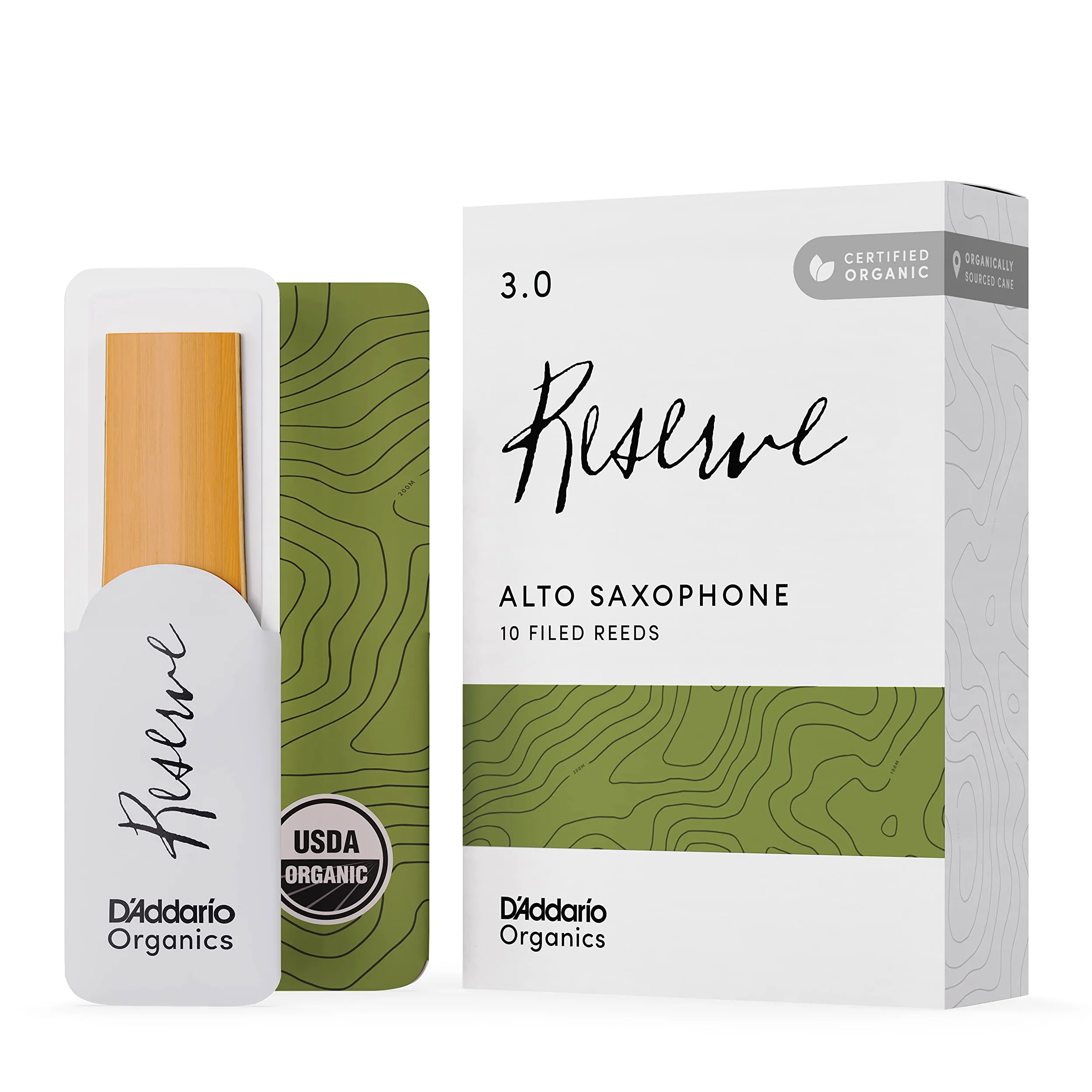 D'Addario Organic Reserve Alto Ance per Sassofono - Ance per Sax - La prima e unica Ancia Biologica - 3.0 La Forza, 10 Pacchetto