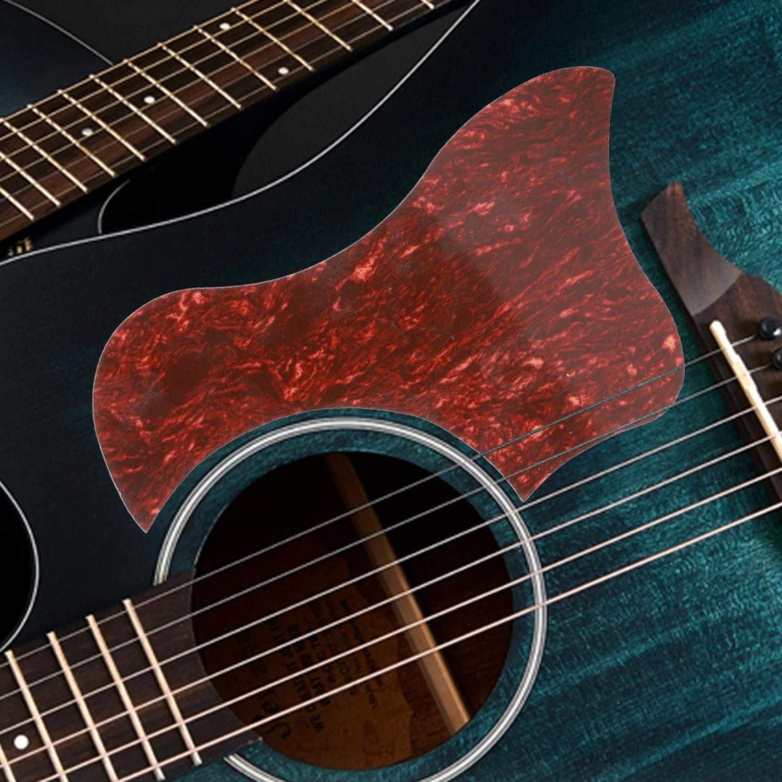 Battipenna per Chitarra Acustica, Adesivo Protettivo Design Anatra Tartarugata Rossa, PVC, Accessorio Universale per Chitarra Acustica Folk