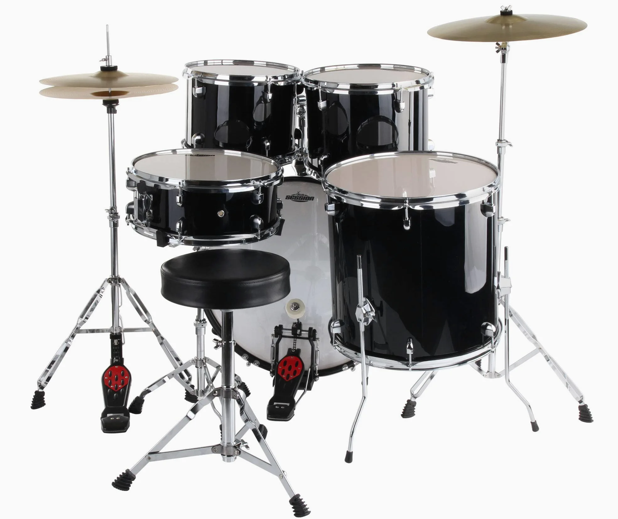 XDrum Semi 22" Standard Batteria Midnight Black - 22" BD, 12" TT, 13" TT, 16" FT, 14" SD - incl. Scuola - Nero