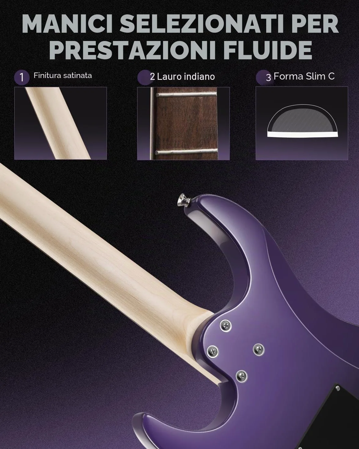 Donner DMT-66 39 Inch Guitarra Eléctrica de Tamaño Completo para Principiantes, Kit de Guitarra Eléctrica con Funda Nero Violaceo