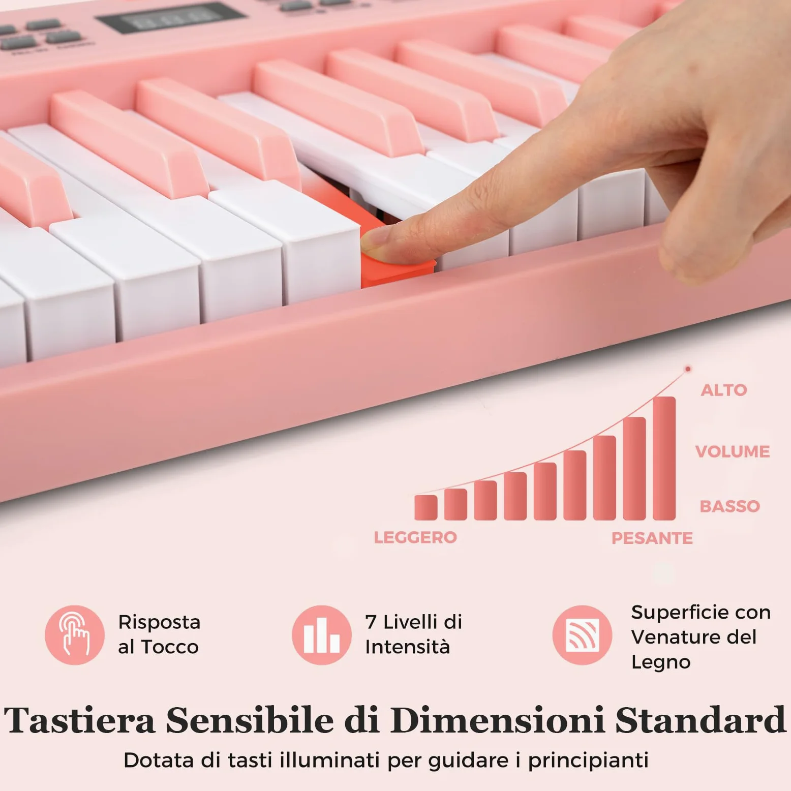 COSTWAY Tastiera Pianoforte Pieghevole a 61 Tasti, Tastiera Elettronica con Funzione MIDI, Cuffie, Pedale Sustain, Pianoforte Digitale Portatile per Principianti (Rosa)