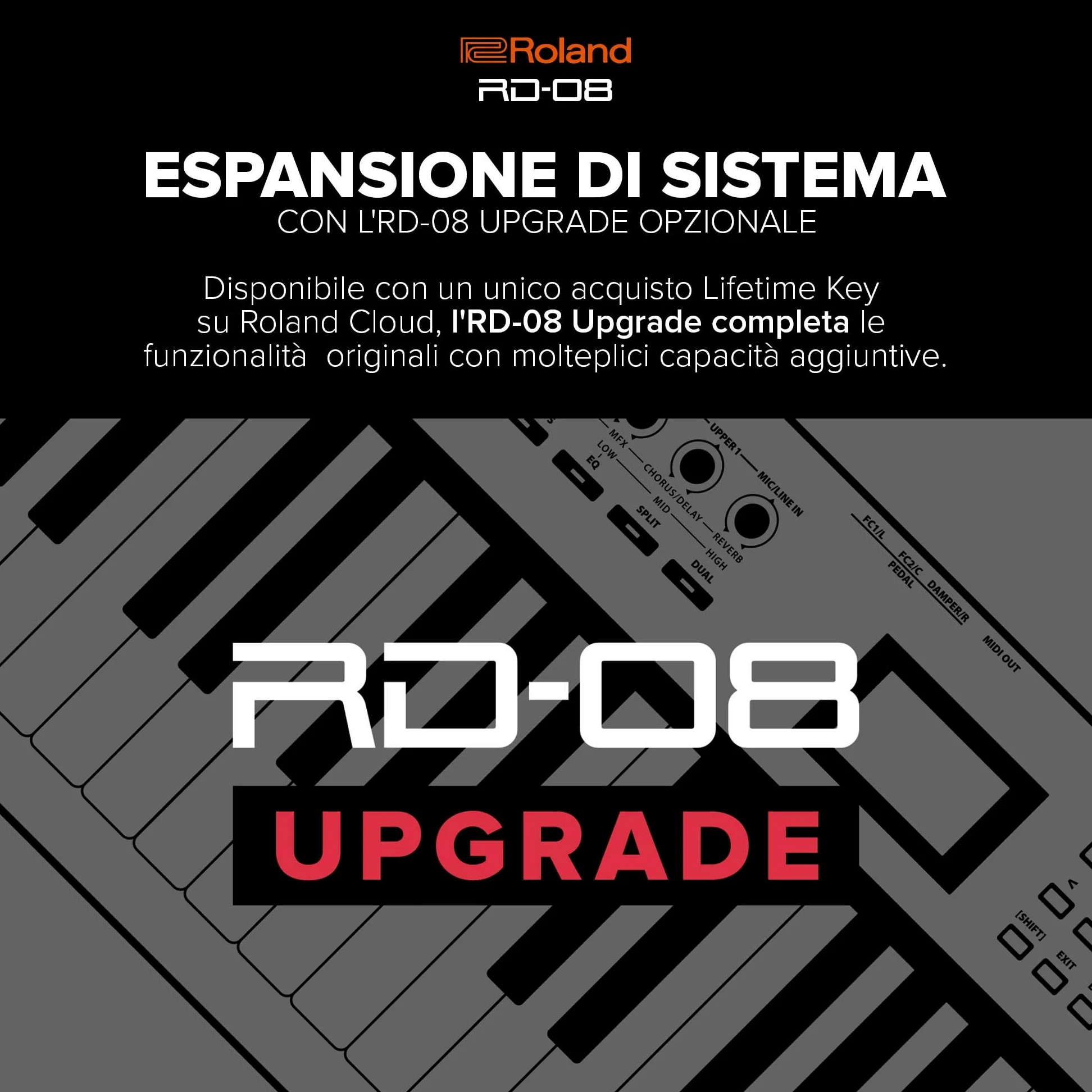 Stage Piano Roland RD-08 | L'Autentico Sound e la Vera Suonabilità RD | Design Essenziale | Tastiera Pesata PHA-4 a 88 Note | Funzionalità Espandibili | Otre 3.000 Suoni Integrati