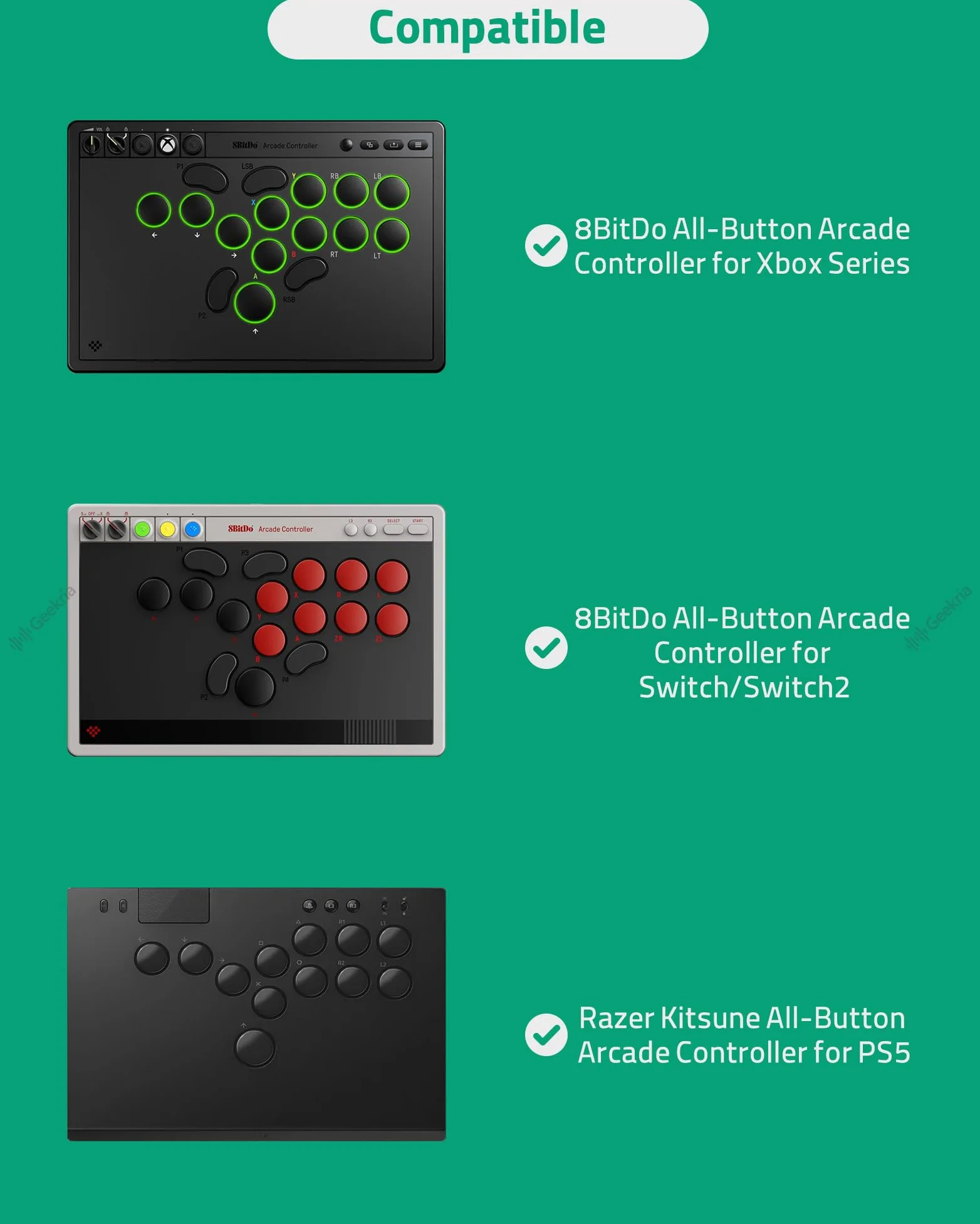 Geekria Custodia rigida da viaggio compatibile con controller arcade Razer Kitsune / 8BitDo All-Button (grigio scuro)