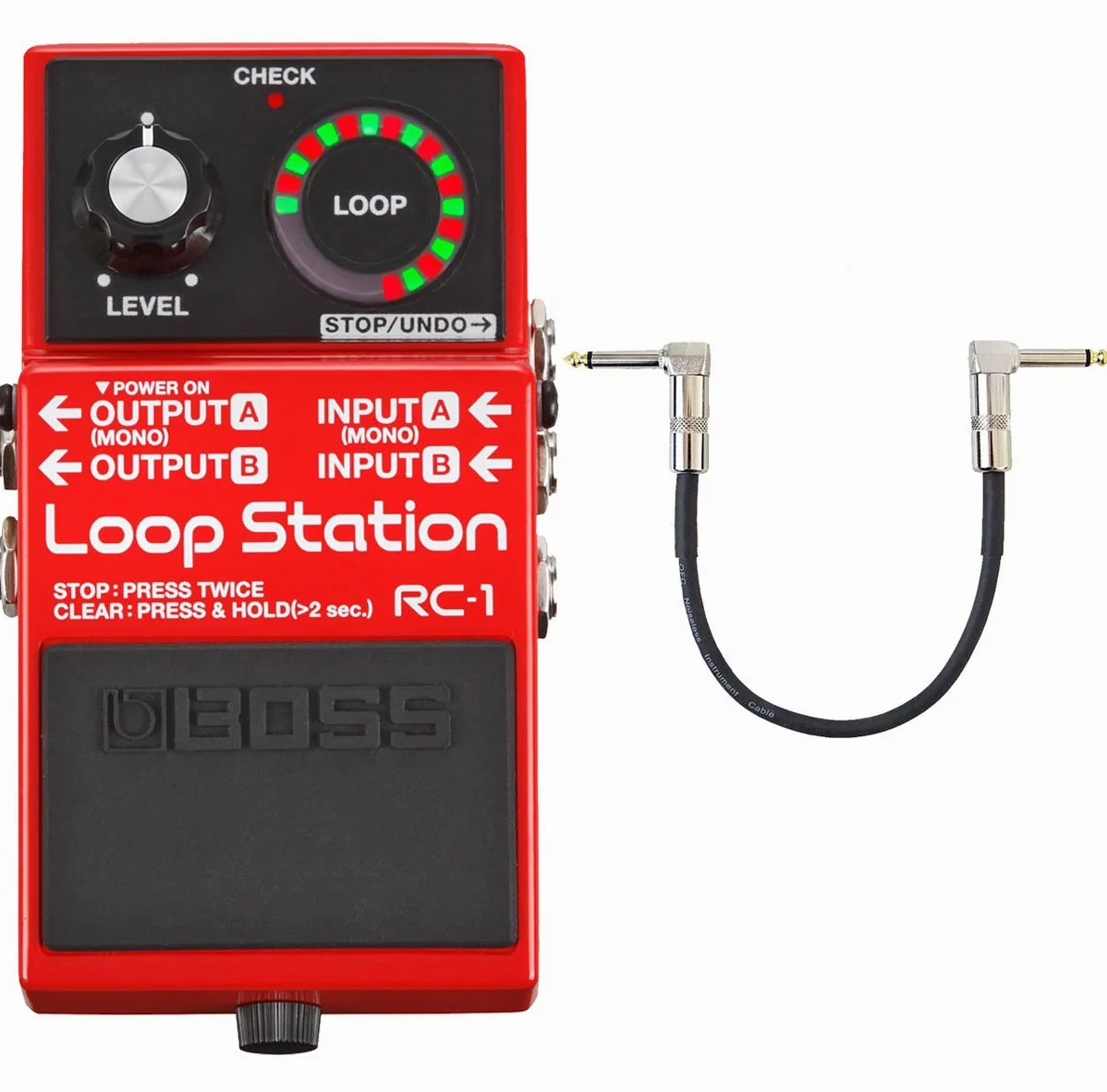 Boss RC-1 Loop Station Looper Pedale + cavo patch Keepdrum 30 cm