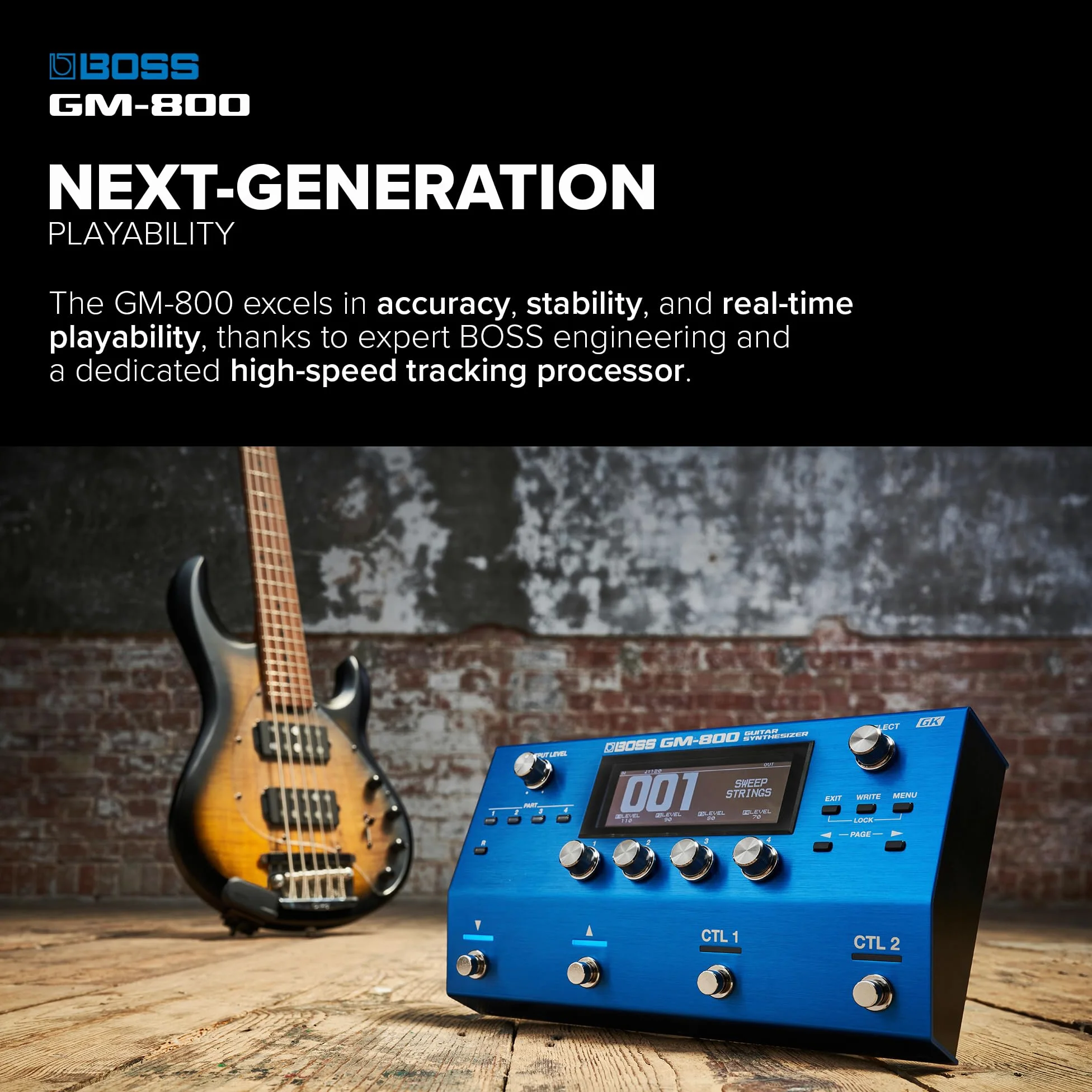 Sintetizzatore per Chitarra BOSS GM-800 | Sintetizzatore per Chitarra & Basso di Nuova Generazione con Interfaccia Seriale GK di Nuovo Sviluppo | Avanzato Generatore Sonoro ZEN-Core