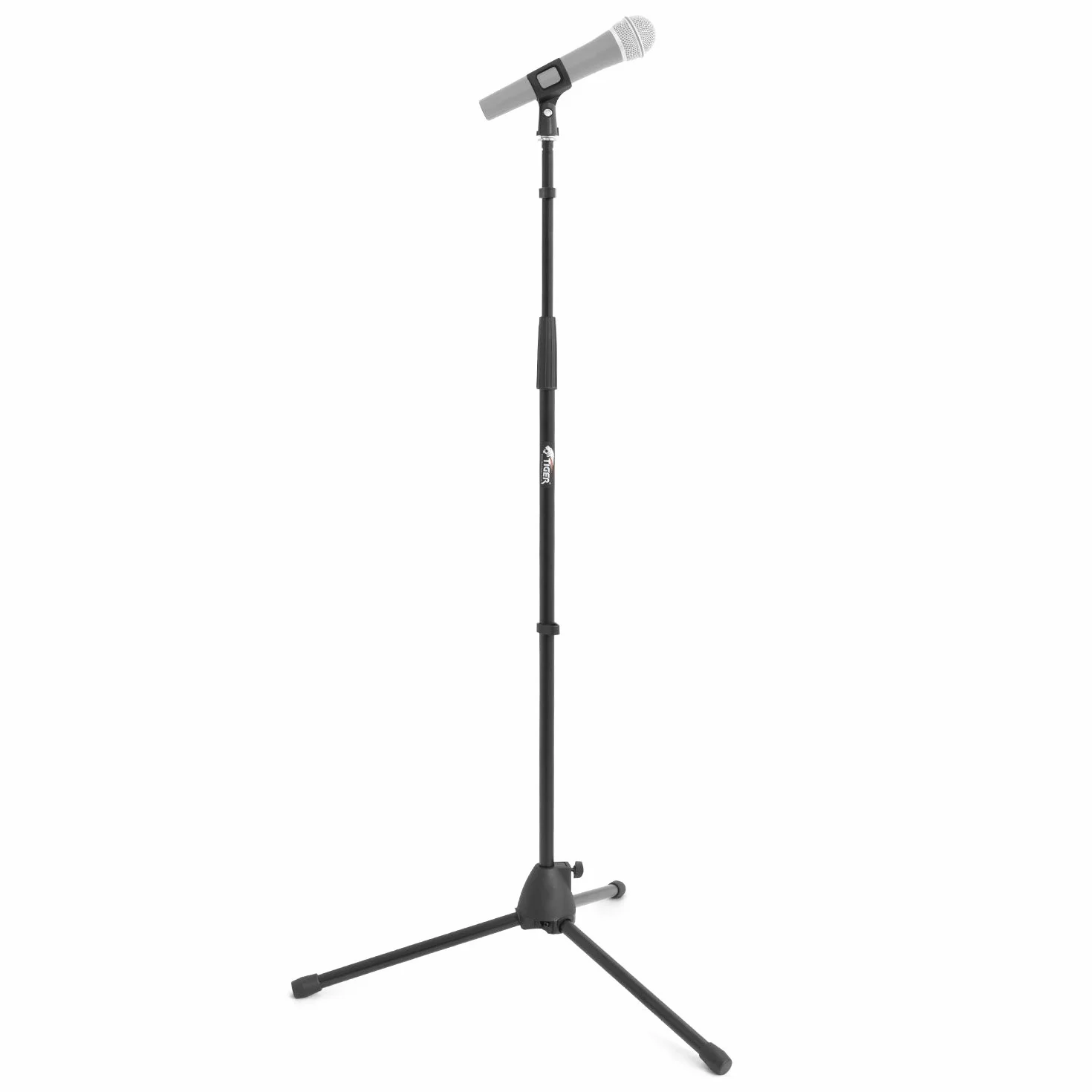 TIGER MCA21-BK Asta per microfono dritta con base treppiedi - Asta microfono regolabile - Nera | Treppiede Base Regolabile Mic Stand - Nero