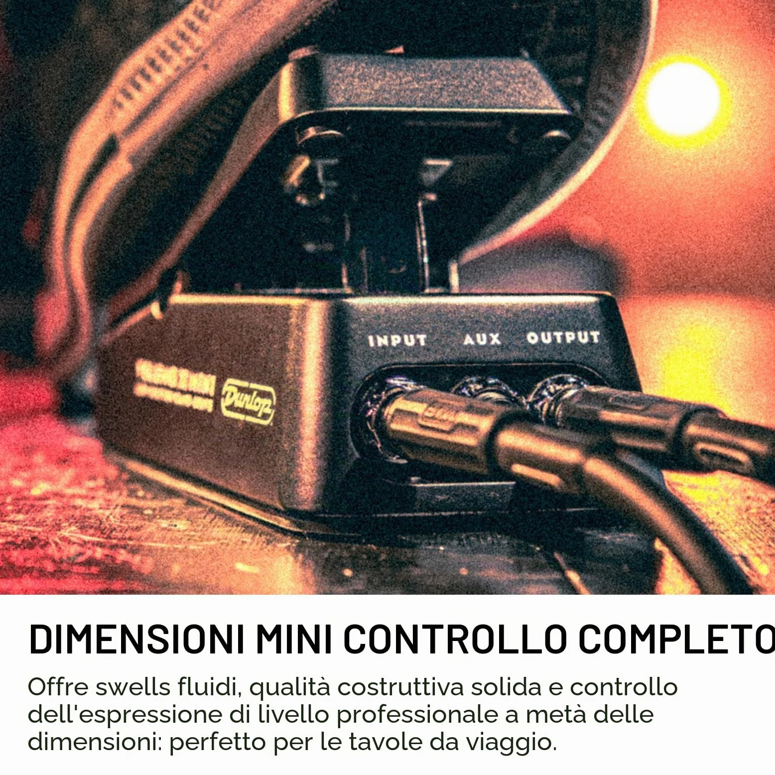 JIM DUNLOP - DVP4 Volume (X) Mini Pedal - Pedale Volume e Expression Ultra Compatto con Chassis in Alluminio, Tensione Rocker Regolabile, Uscita AUX per Accordatore o FX