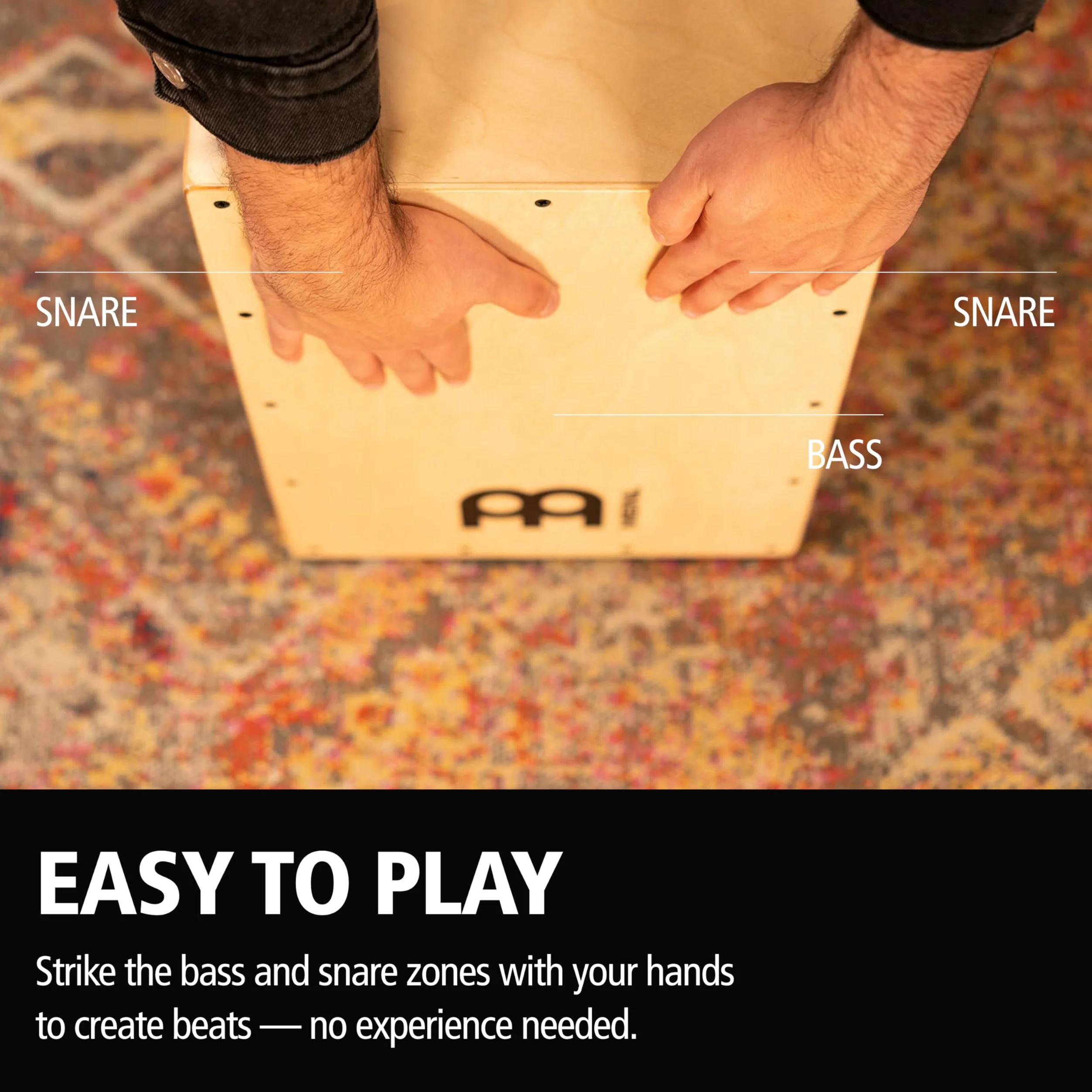 Meinl Percussion Headliner Cajon Instrument - Drum Box Compatto con Suono Snare e Suono Basso - Superficie di Suono Betulla del Baltico (HCAJ100NT)