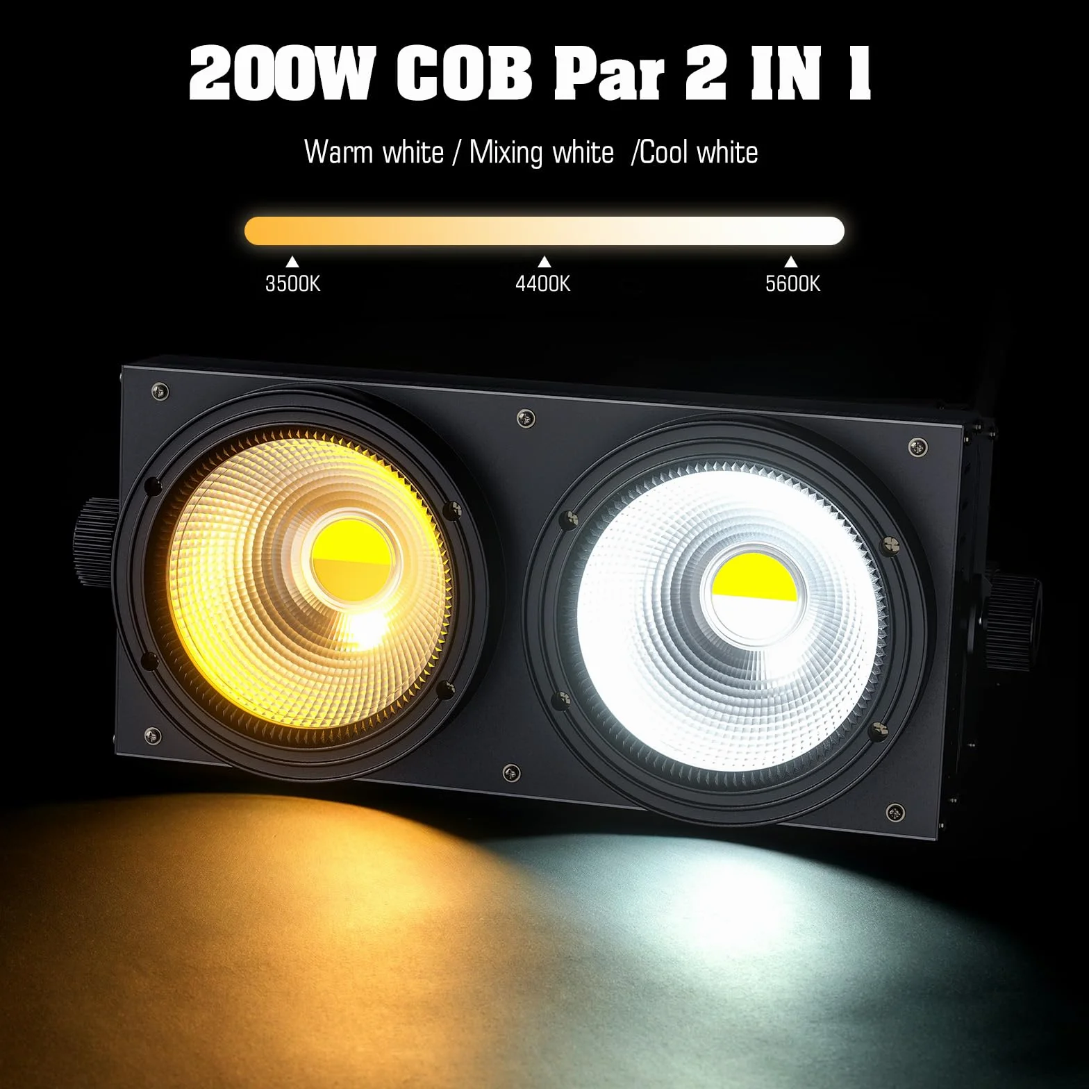 4PCS COB 200W Par LED, Blinder Luci Accecatori LED Bianco Freddo/Caldo Luce di Scena Faretto Effetti Illuminazione, Luci da Palco per Discoteca Matrimonio Bar Feste Pubblico
