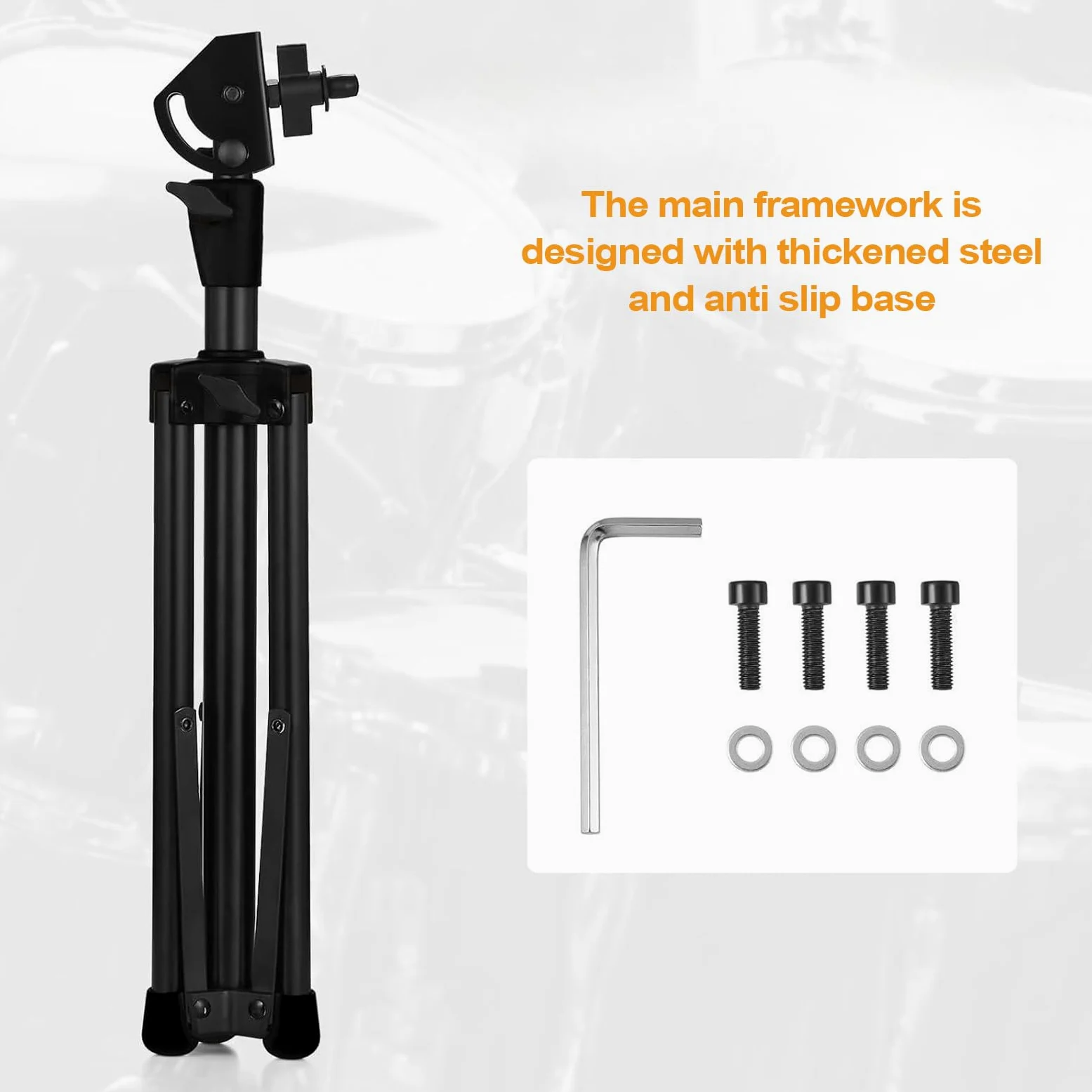 Tripode Di Tamburo - STANE SURNA | Supporto Per Drum Pad | Porta Del Rullante Elettronico Con Altezza Regolabile, Esagonale E Viti | Porta Rack Per Attrezzatura Per Esercitazioni Per Esercitars