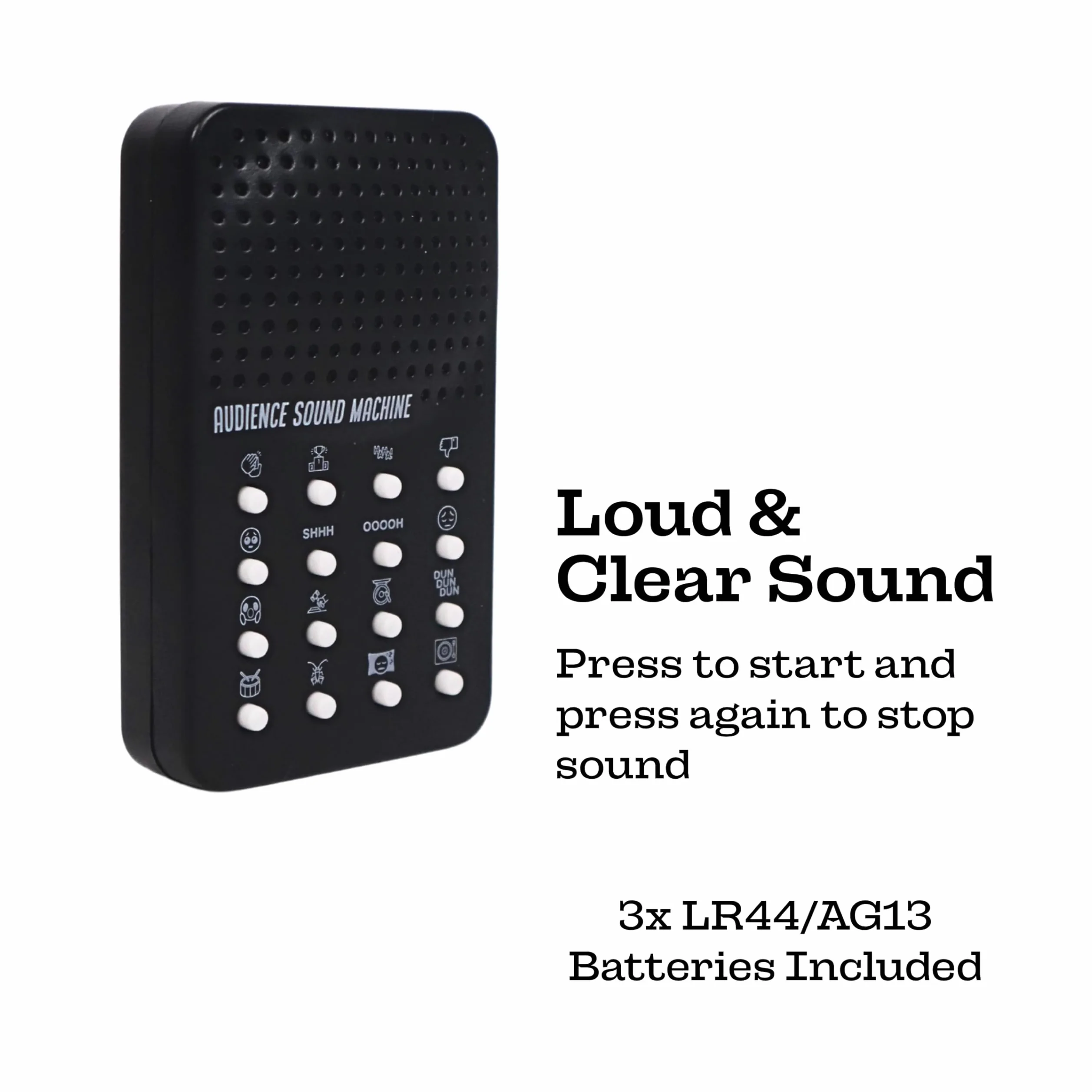 Audience Sound Machine con 16 applausi, applausi, applausi, rumori di cricket, colpo da bordo, record scratch - Creatore di suoni elettronico portatile a tema pubblico per bambini con 16 effetti
