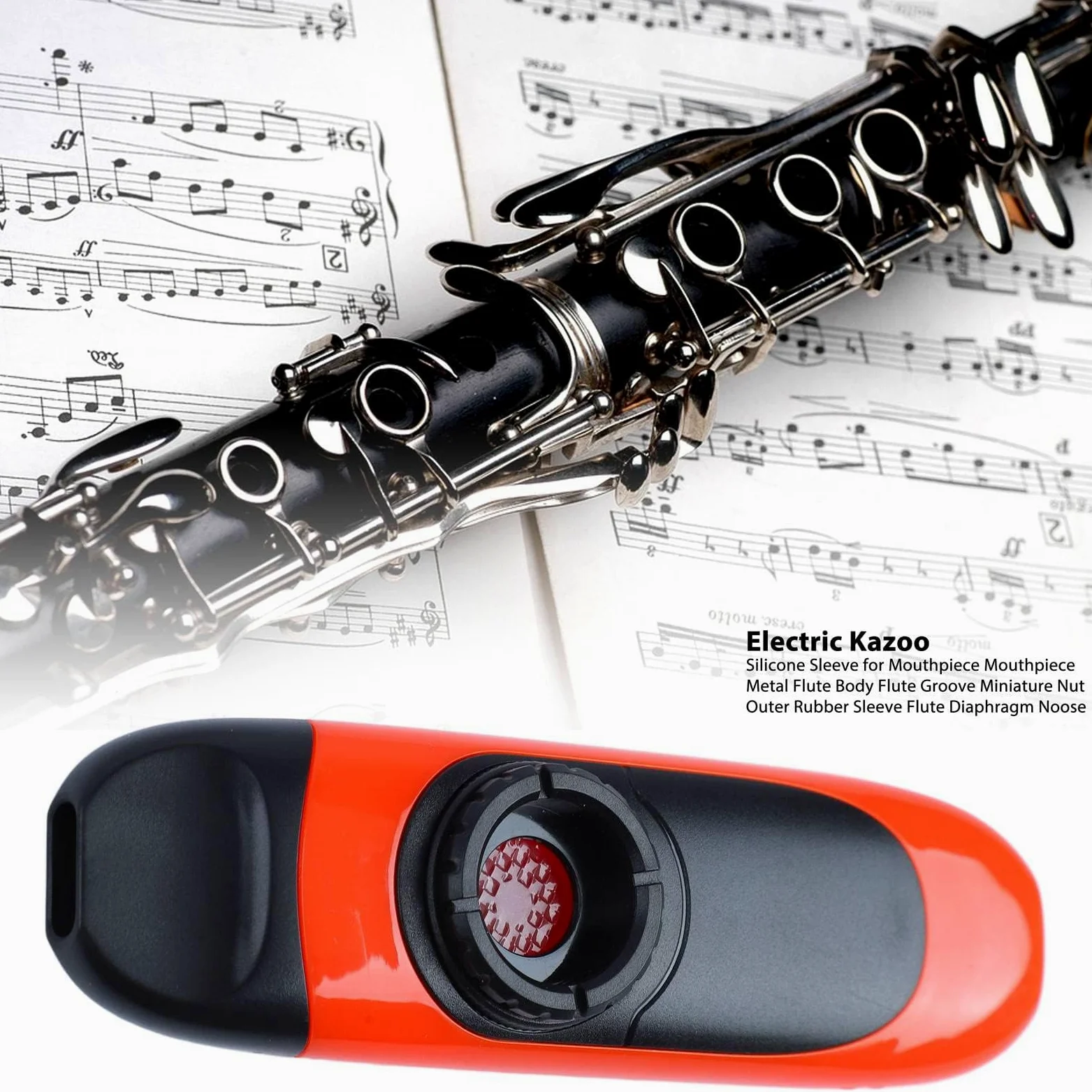 Kazoo Elettrico Professionale da 11 cm, Set Portatile Facile da Usare con Pickup a Membrana e Registratore (Arancia)