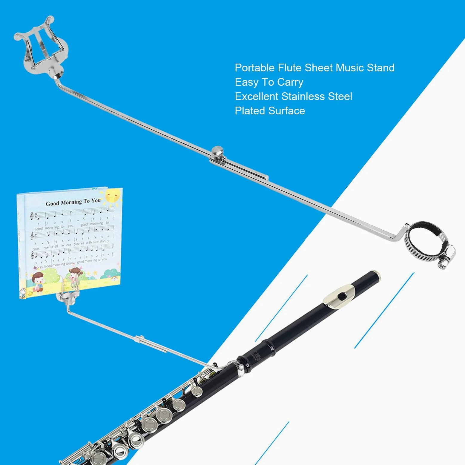 Clip per Flauto, Clip per Leggio Portatile per Strumenti a Fiato Clip per Leggio per Spartiti Morsetto per Musica per Esercitarsi con il Flauto