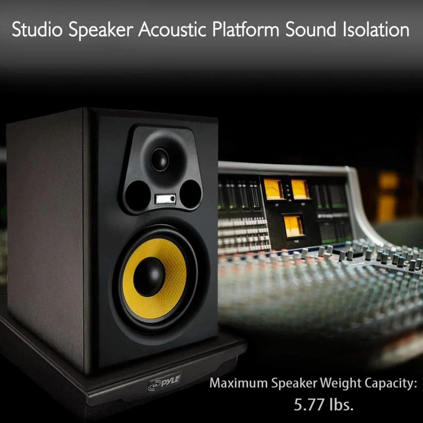 Pyle Schiuma di smorzamento suono altoparlanti, piattaforma isolamento acustico con stabilizzatore di rinculo con base in gomma per monitor da studio, subwoofer, altoparlanti (26,4 x 33 x 7,1 cm)