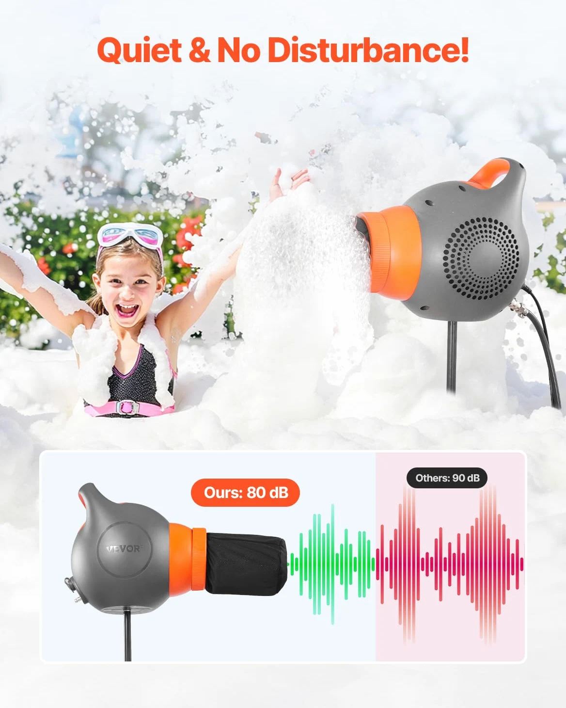 VEVOR Macchina Schiuma per Feste Eventi, Cannone Schiuma per Feste Potenza Nominale 115 W Portatile con Supporto Treppiede, per Cortile, Piscina, Eventi all'Aperto