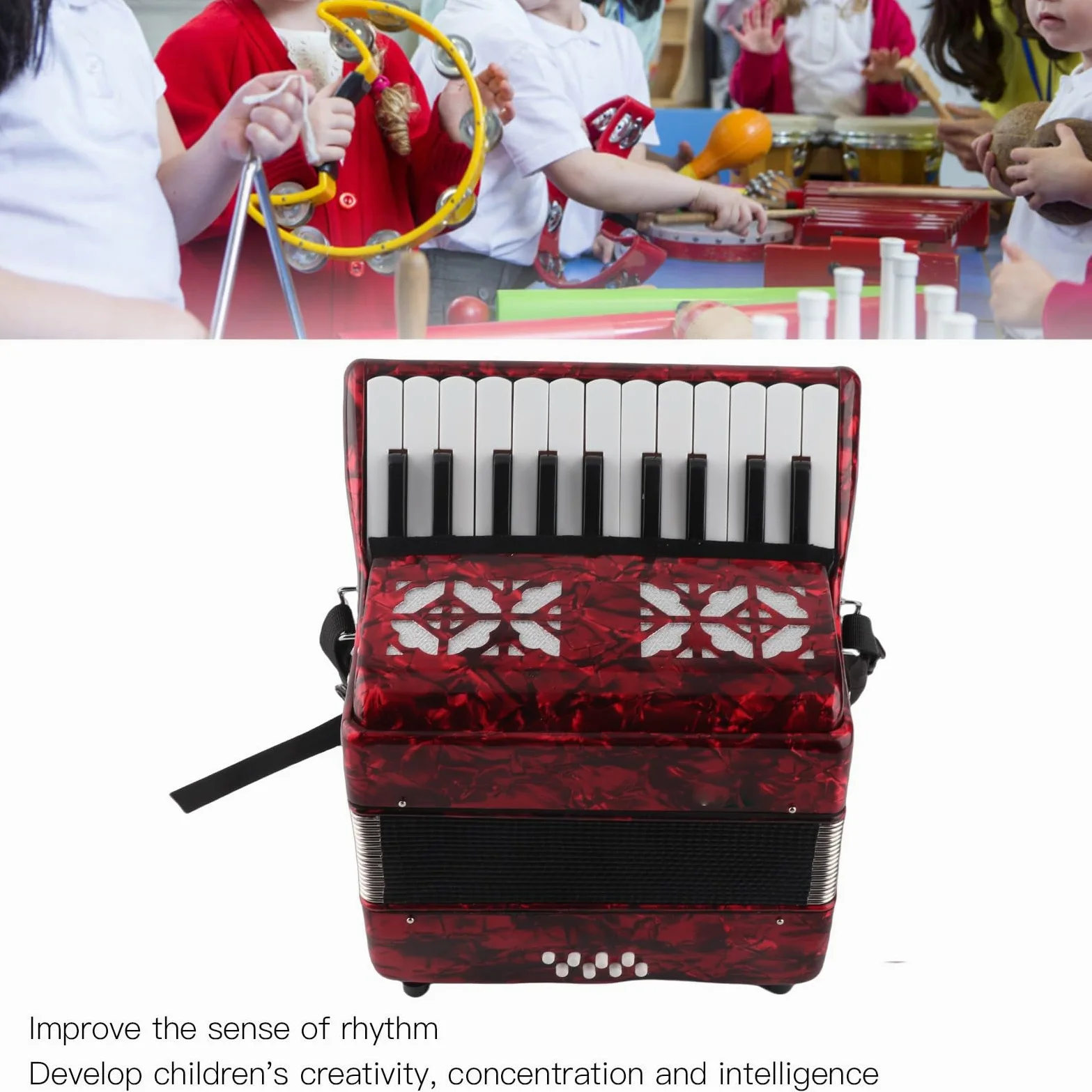 DOACT Fisarmoniche, Strumento a Fisarmonica per Adulti, Strumento a Fisarmonica, Fisarmonica, (IRIN Ha Autorizzato) 22 Tasti 8 Bassi Fisarmonica a Piano Principiante Fisarmonica