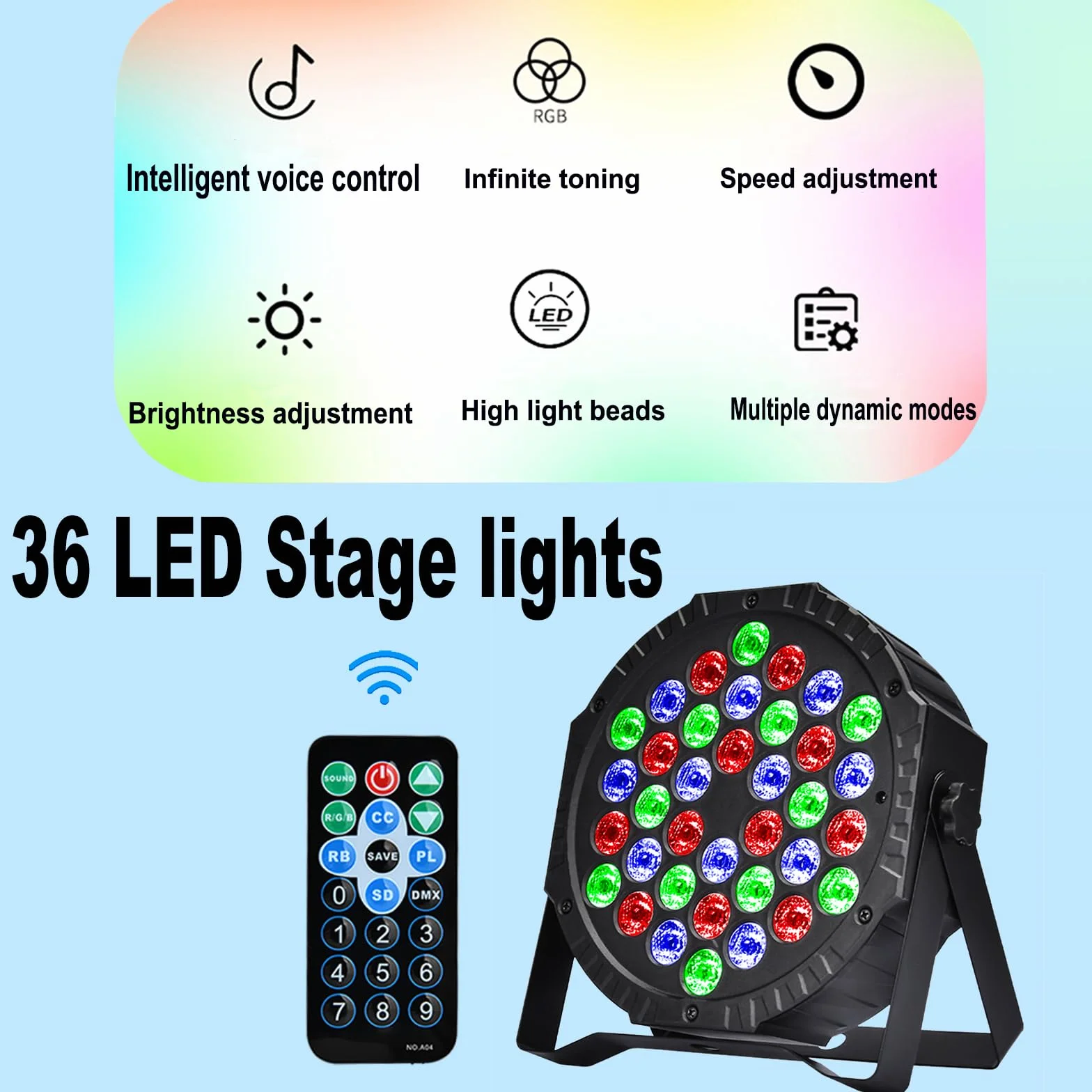 4 PCS Luci da Palco Discoteca 36 LED Par LED Luce da Palcoscenico Luci da DJ Luce Festa 7 Modalità Illuminazione con Telecomando per DJ Bar Party Matrimonio Banda Halloween Natale