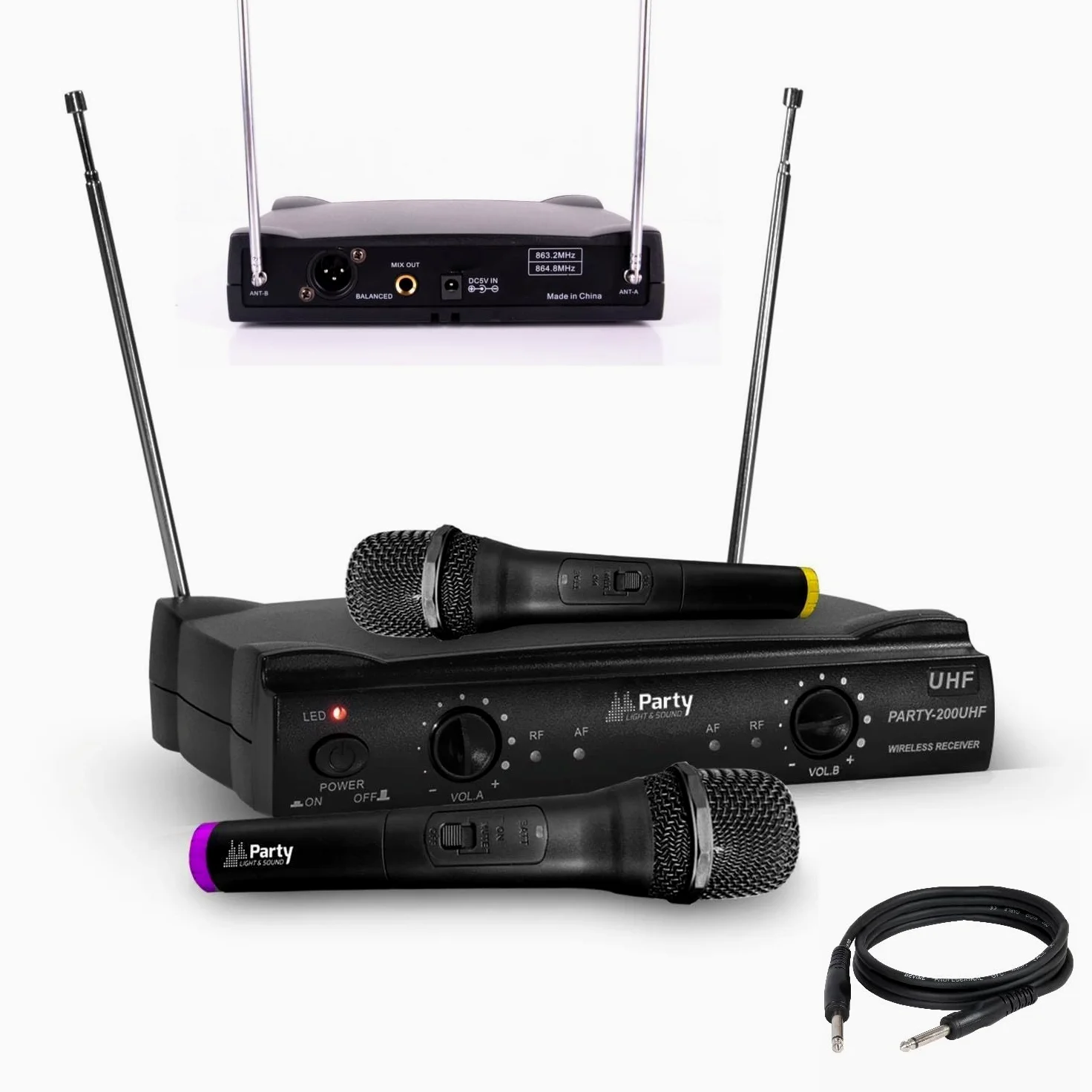 Ibiza - Pacchetto Karaoke Altoparlante portatile USB Bluetooth Ibiza PORT12VHF-BT 700W 4 microfoni senza fili - Supporto tablet SMM20 - Serata Sono