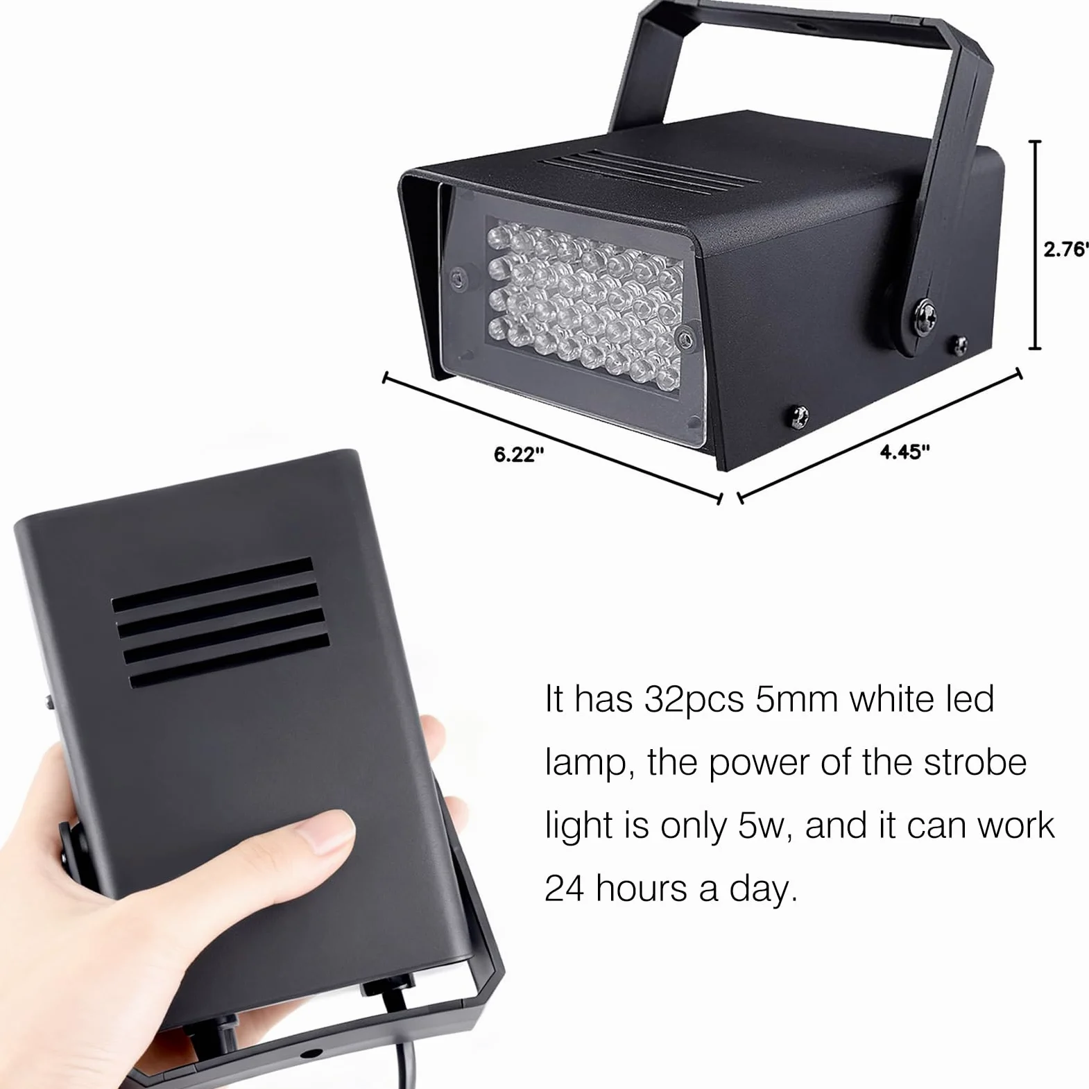 2Pack 32Led Strobo Discoteca Luce Stroboscopica per Palcoscenico, Mini Strobe Led Luci Discoteca per Casa, Lampada Stroboscopiche Discoteca Led Strobo Luce Bianca Illuminazione Stroboscopi Effetti