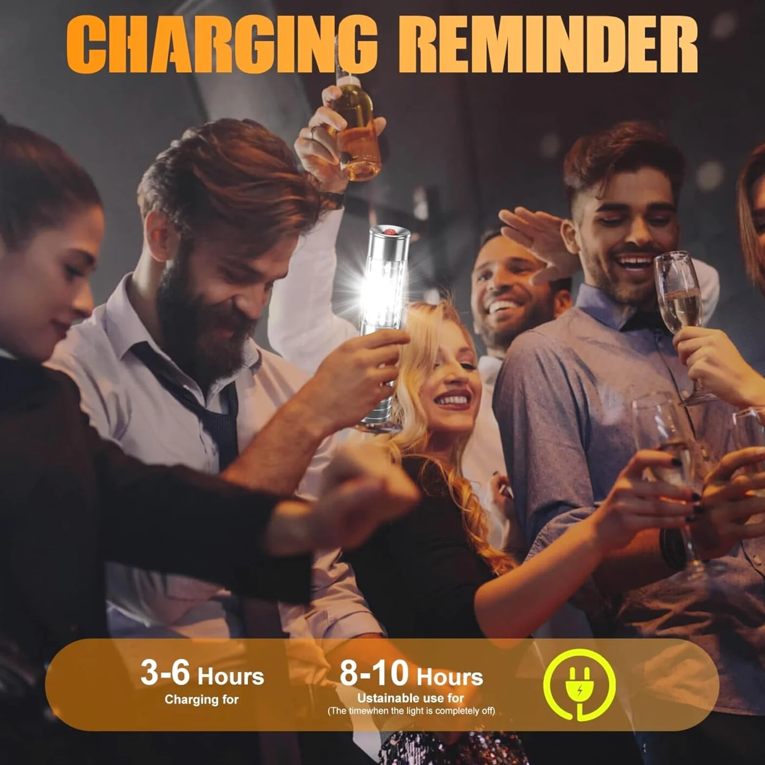 Set di 2 luci LED per bottiglie di champagne, per bottiglie di champagne, bastoncini stroboscopici, luminosi ricaricabili, illuminazione di servizio, per bar, club, feste, compleanni, matrimoni