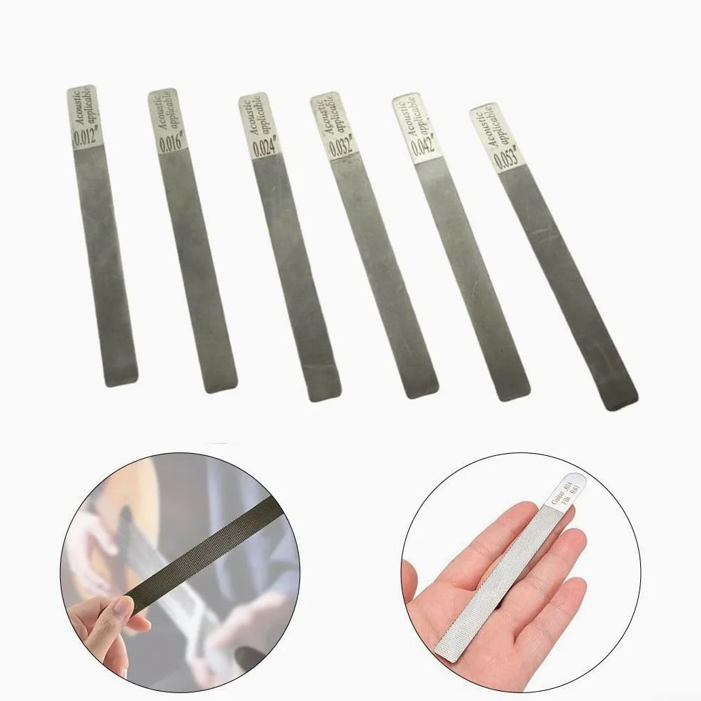 Set di 6 lime per capotasto per chitarra, in acciaio inox, kit di riparazione professionale per coronare i tasti e la manutenzione degli strumenti a corda (elettrico 10-46)