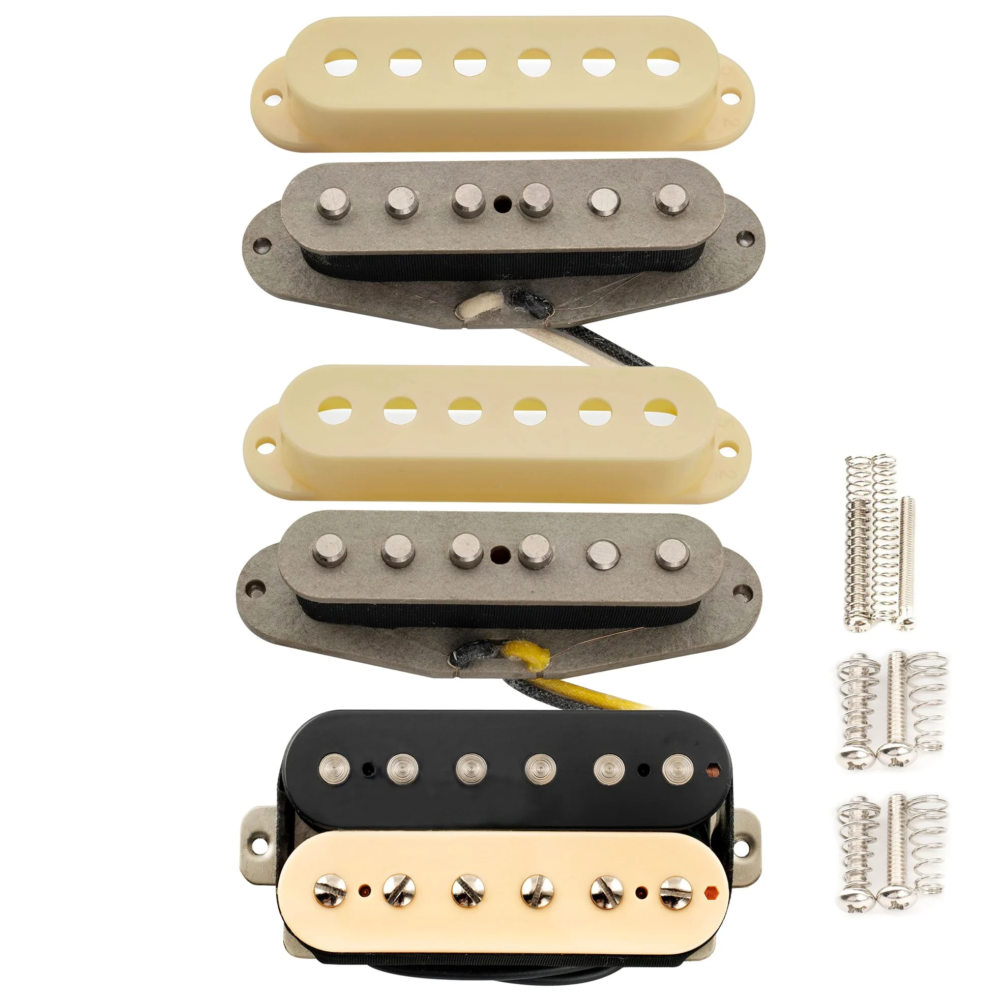 Musiclily Pro ST-TX Alnico 5 Pickup Single Coil e Humbucker Scoperto ST-HSS Manico Centrale Ponte Set per Chitarra Elettrica tipo Strat, Zebra