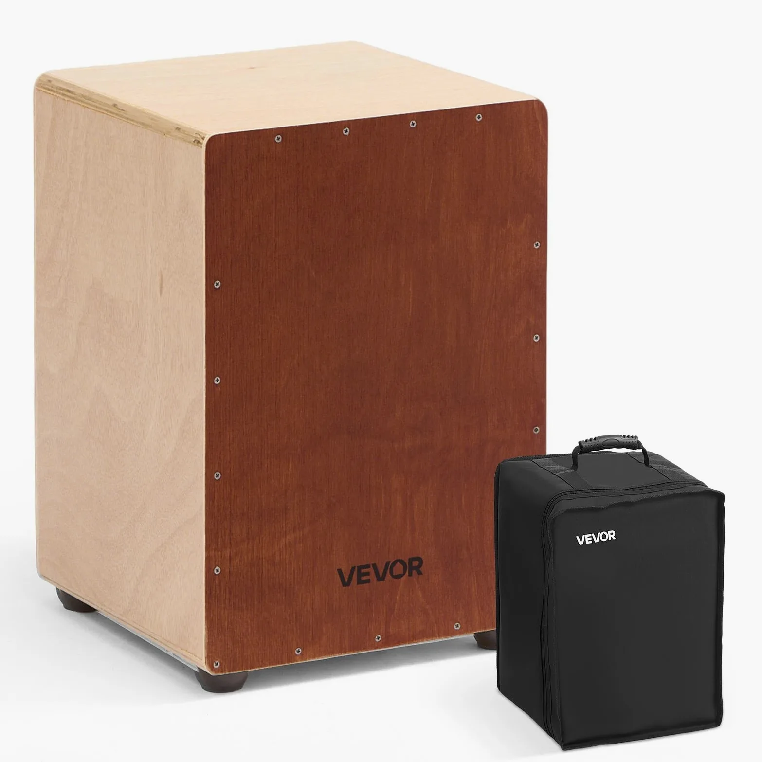 VEVOR Cajon Box Drum, Con Cordiere Rullanti Interni, Scatola di Percussioni in Legno Leggera, Strumento Musicale Portatile in Legno di Betulla con Borsa da Viaggio, 305 x 305 x 430 mm