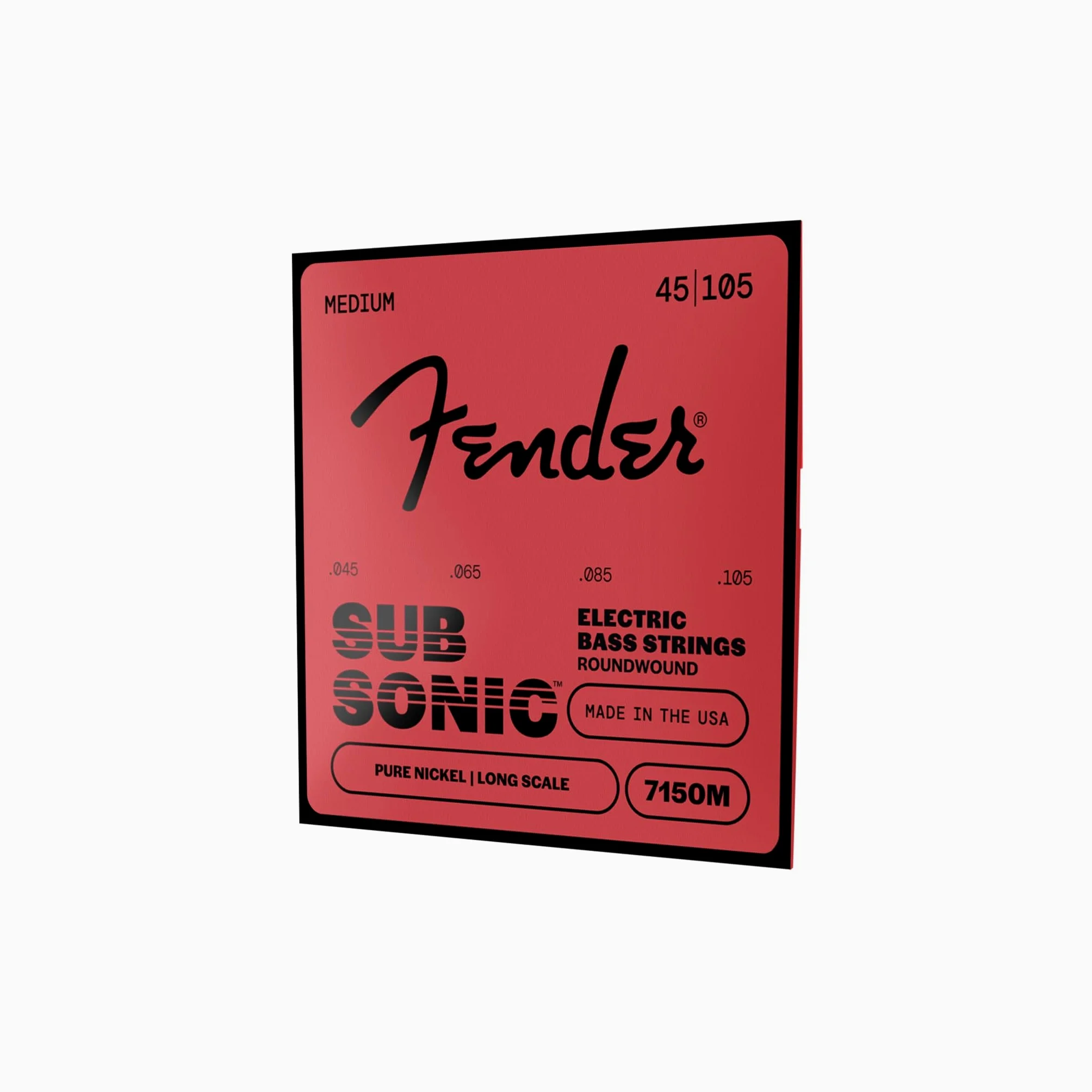 Fender Original 7150 Bass Strings, Pure Nickel, Roundwound, Long Scale, 7150M .045-.105 Gauges, (4)