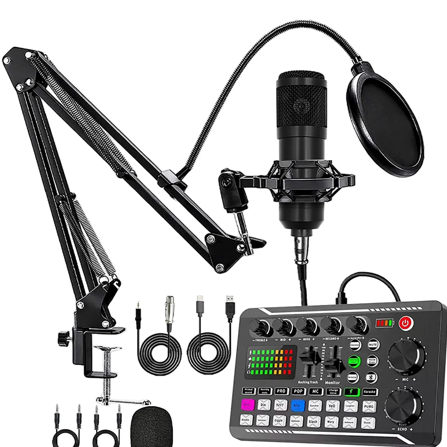 Scheda Audio Live con Effetti di Mixer e Cambiatore di Voce, F998 Mixer Audio, Scheda Audio Professionale con Luce LED, Molteplici Effetti Sonori e Cambiatore di Voce per Streaming,Black