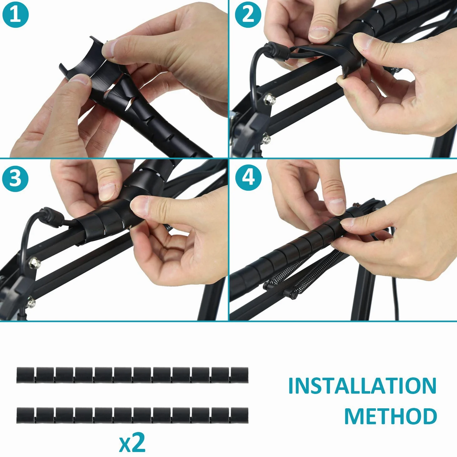 SUNMON - Supporto per braccio per microfono con filtro pop, compatibile con palla di neve blu, con microfono USB con manicotto per cavo